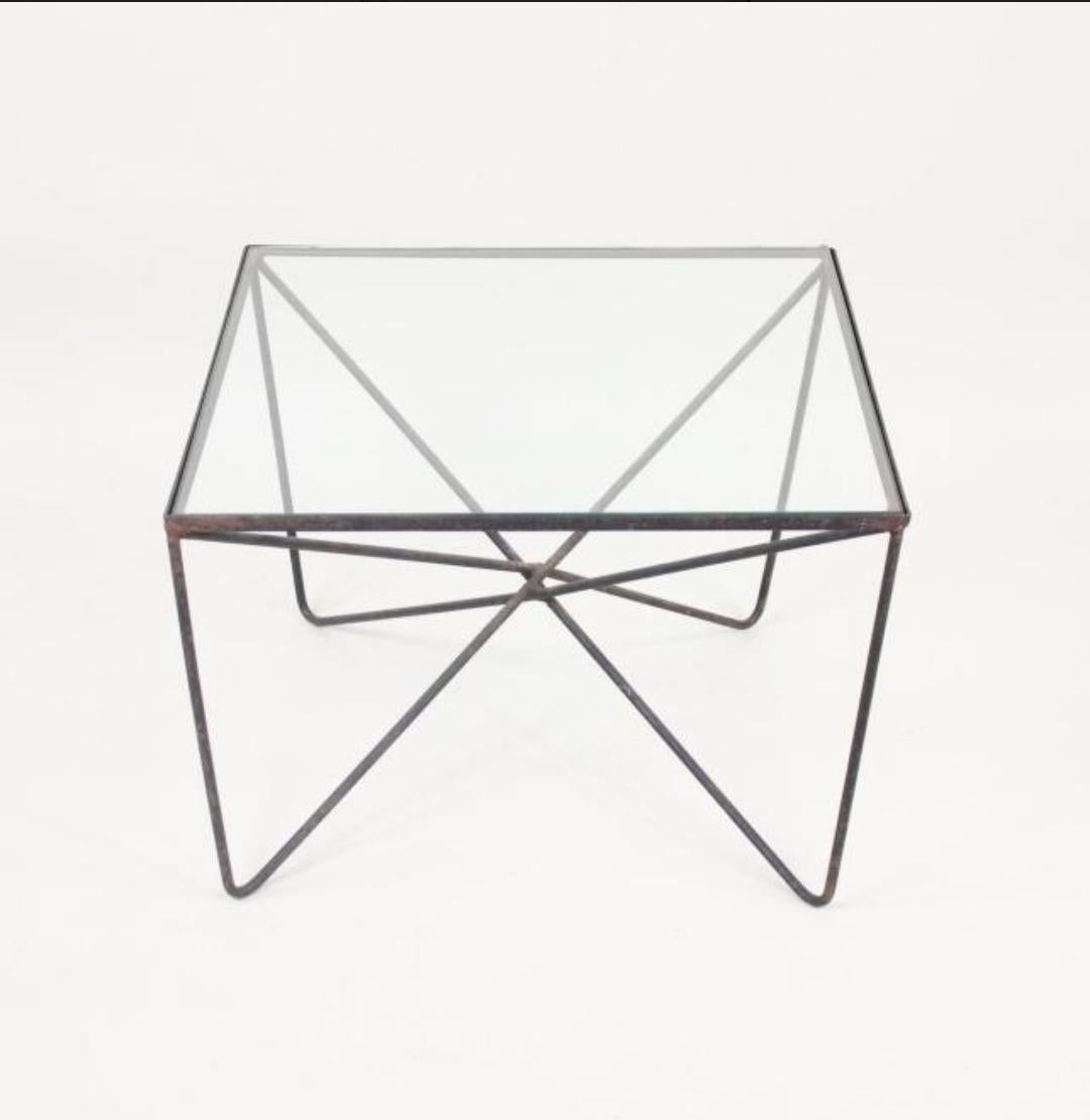 Tisch aus Glas und Eisen von Luther Conover Amerikanisch 1950er Jahre (Handgefertigt) im Angebot