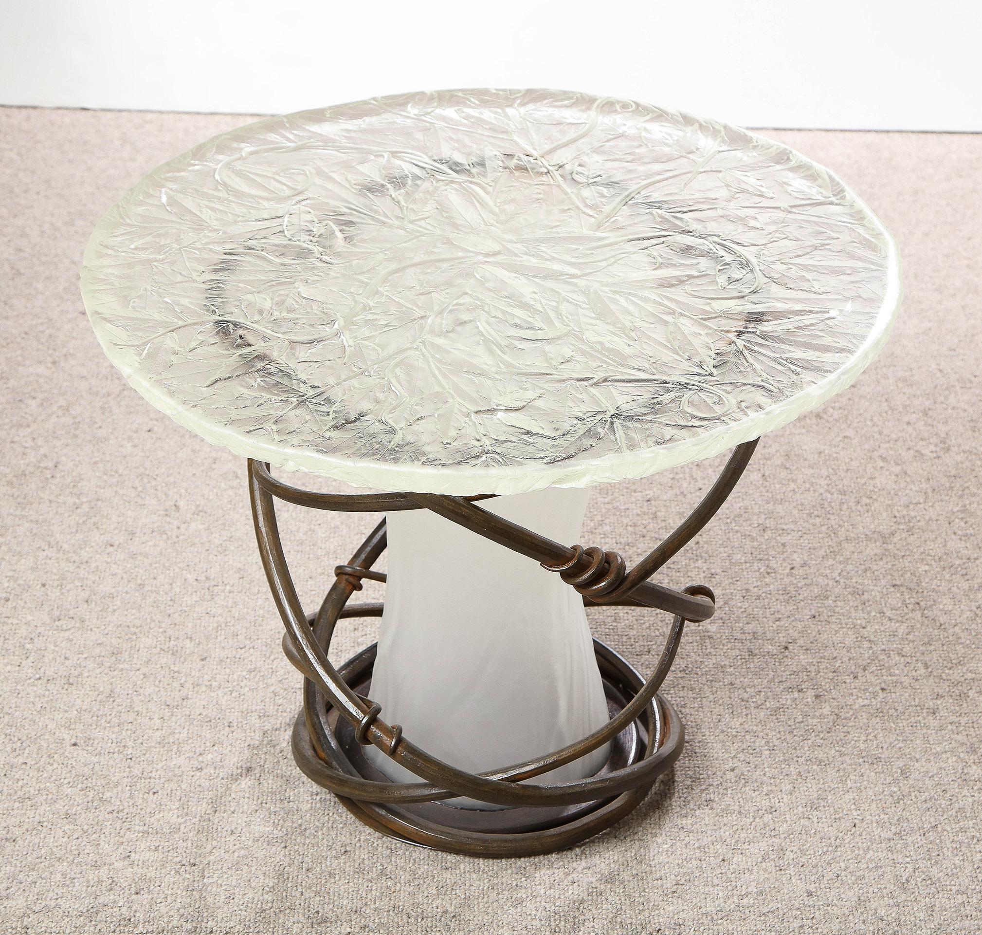 Cast Glass and Iron Table