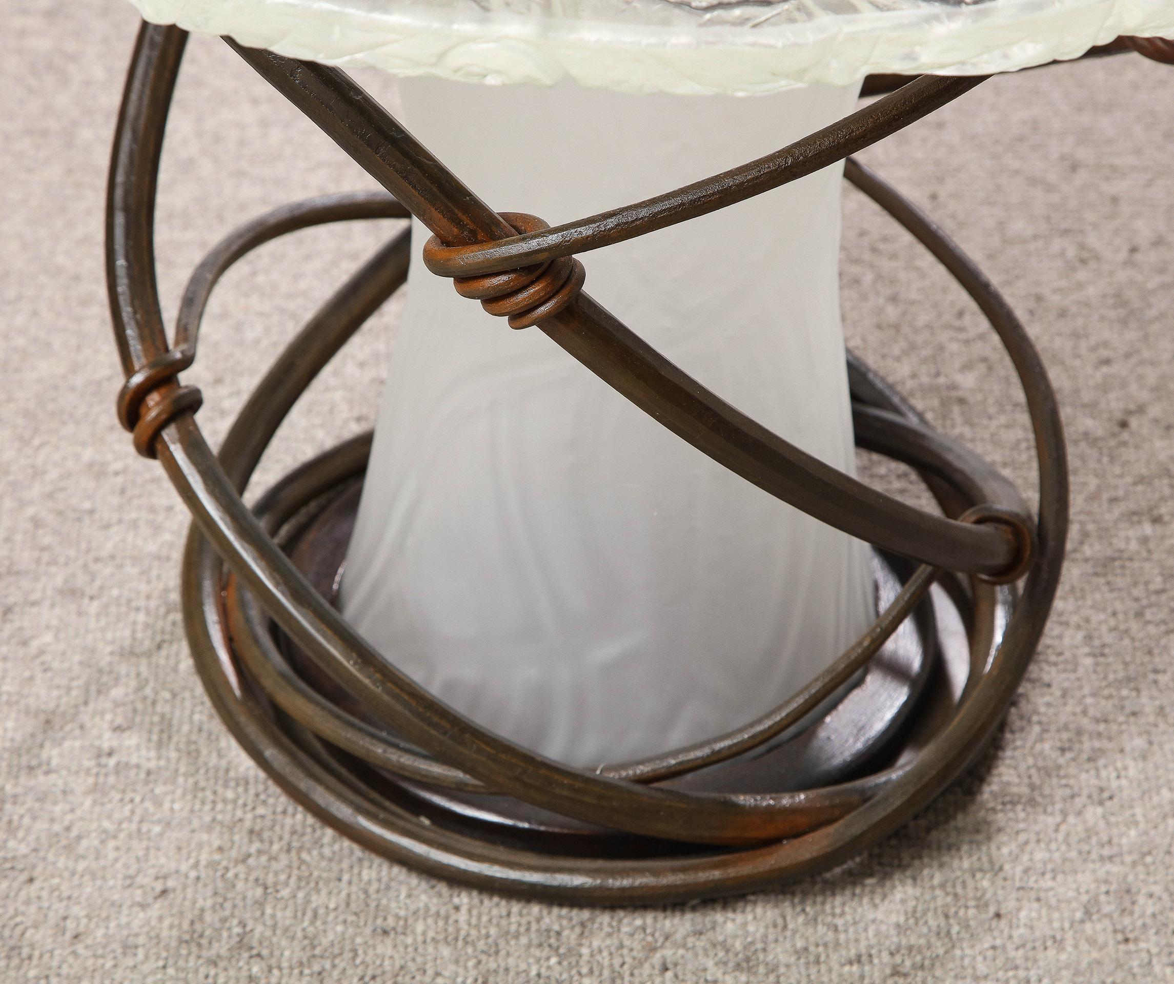 Contemporary Glass and Iron Table