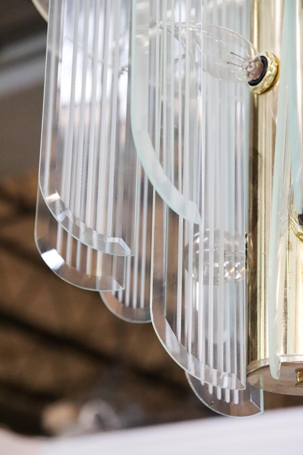 20th Century Glass and Lucite Chandelier, circa 1980s