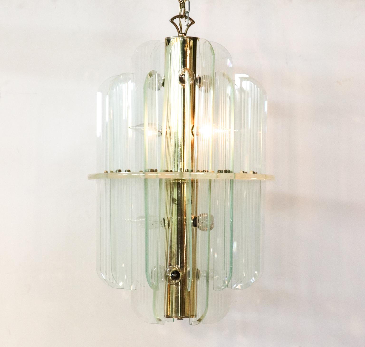 Glass and Lucite Chandelier, circa 1980s 1