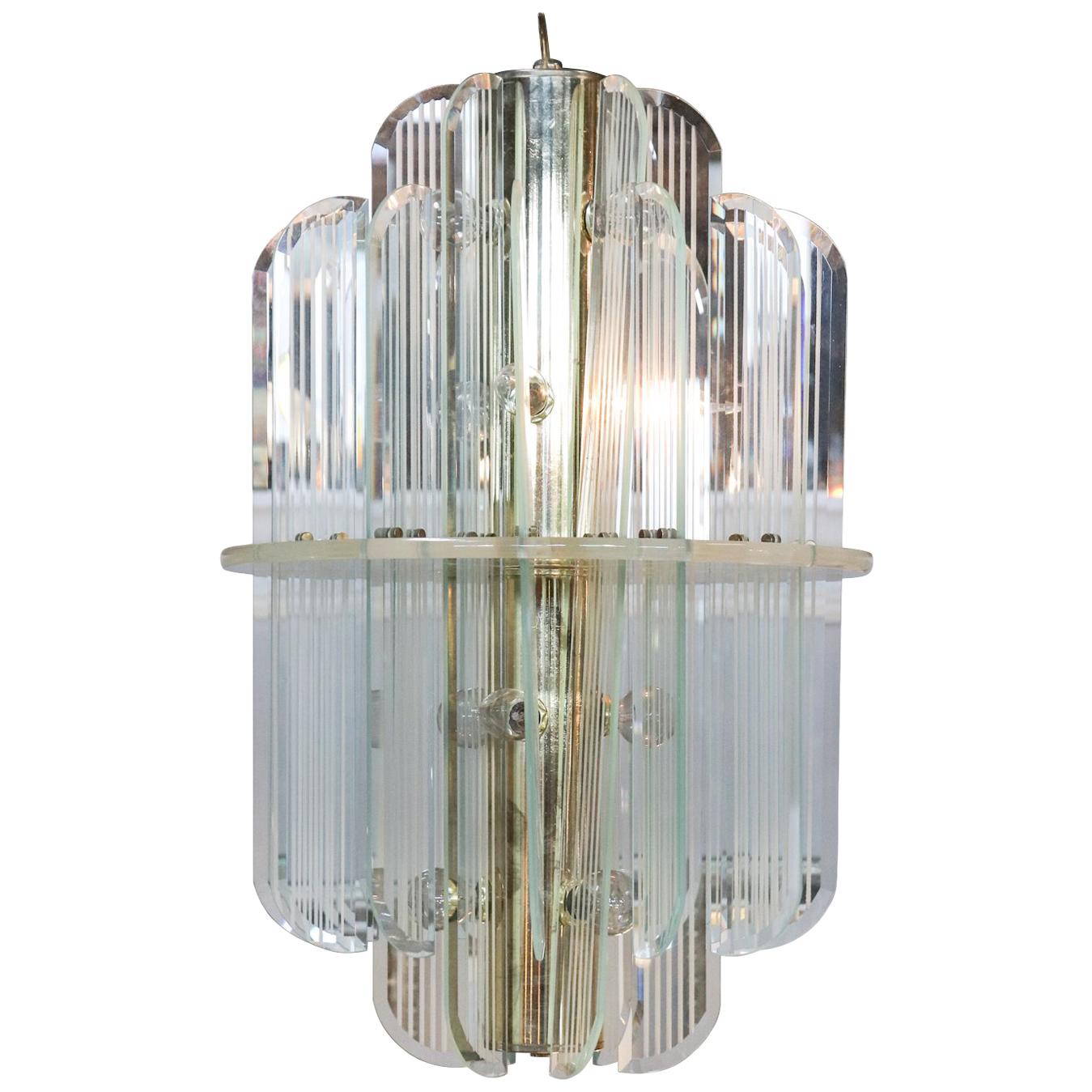 Glass and Lucite Chandelier, circa 1980s