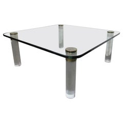 Table basse en verre et lucite de Pace