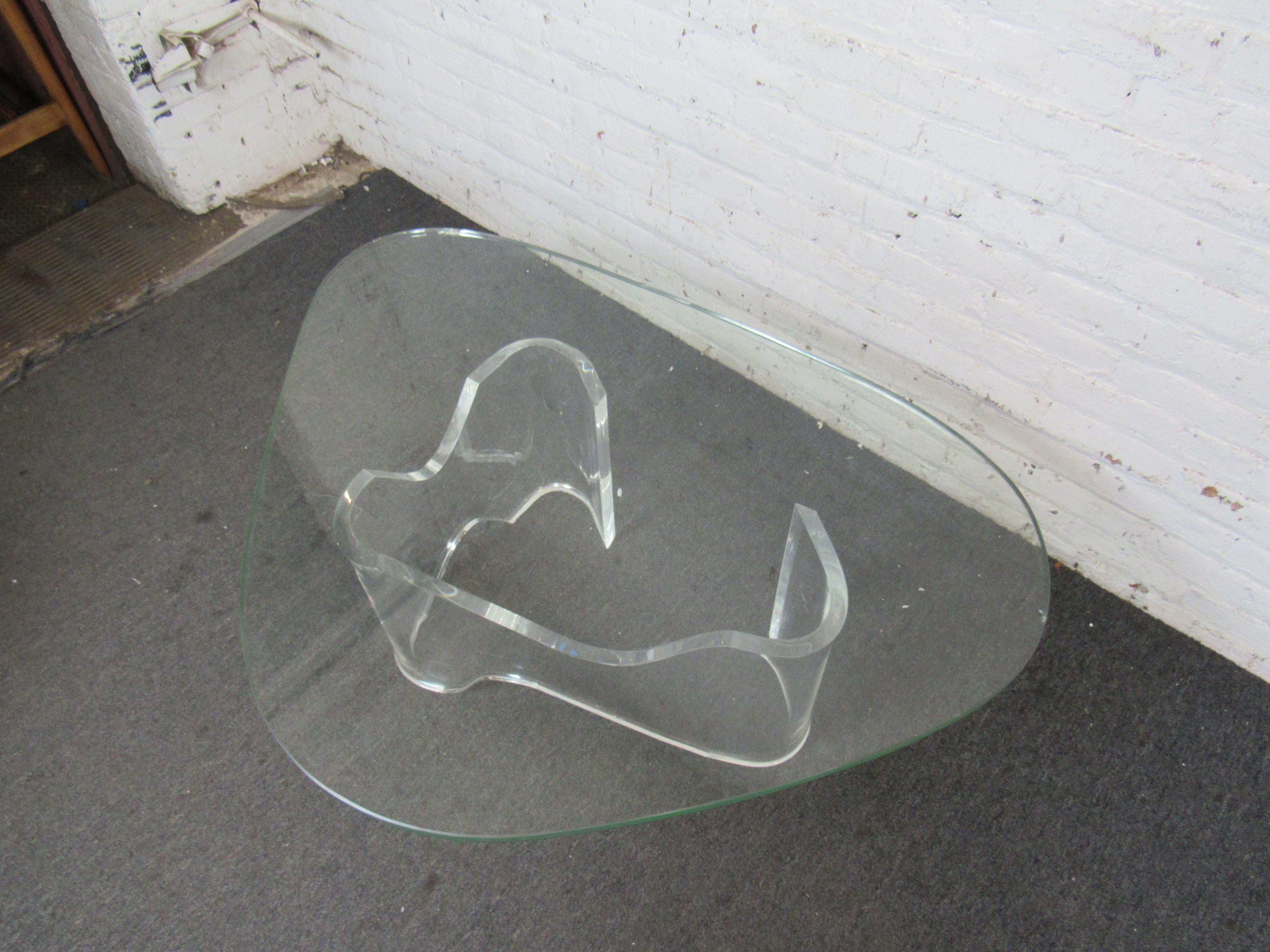 lucite glass coffee table