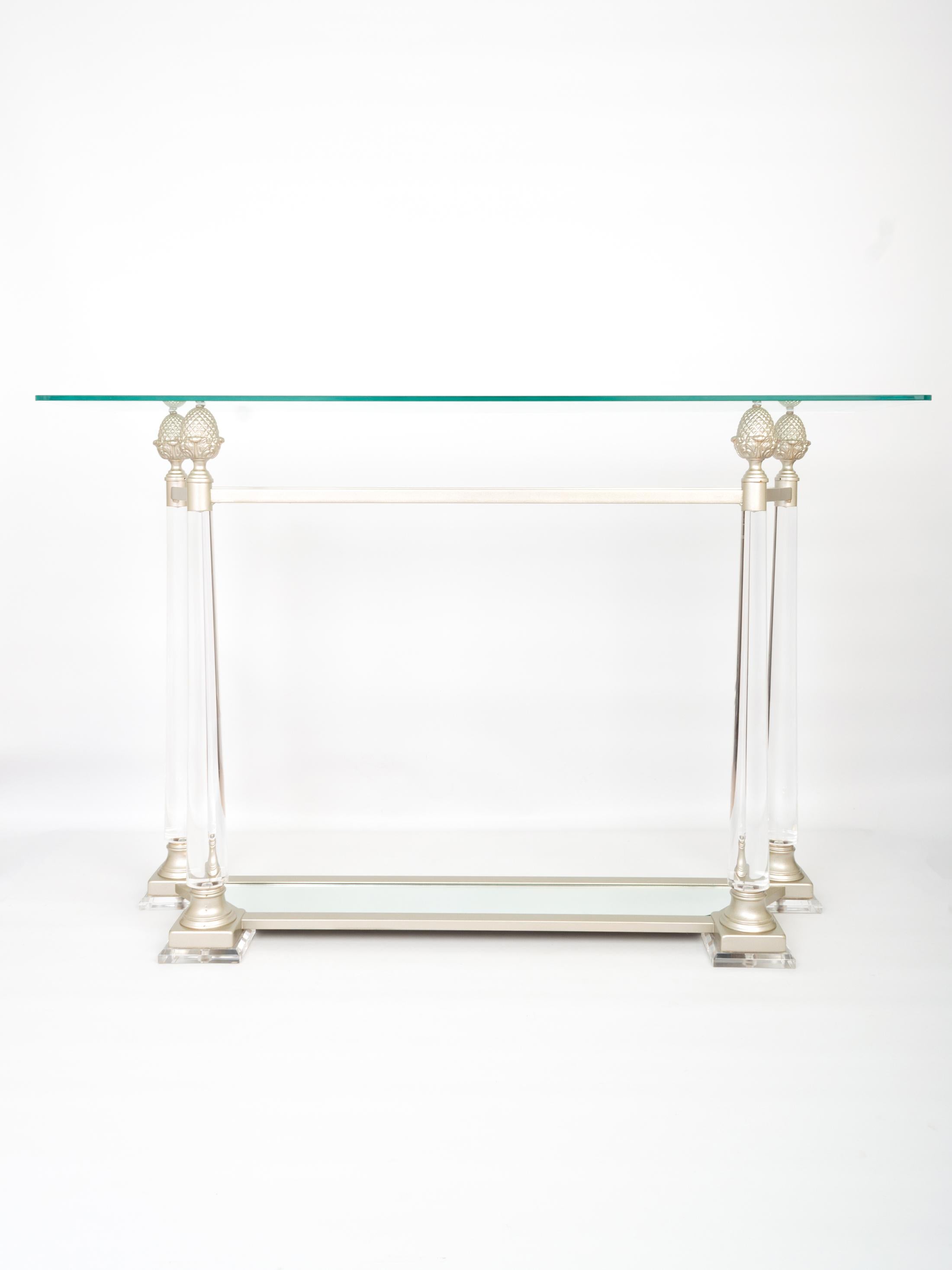 Glass and Lucite Console Table France, C.1970 6