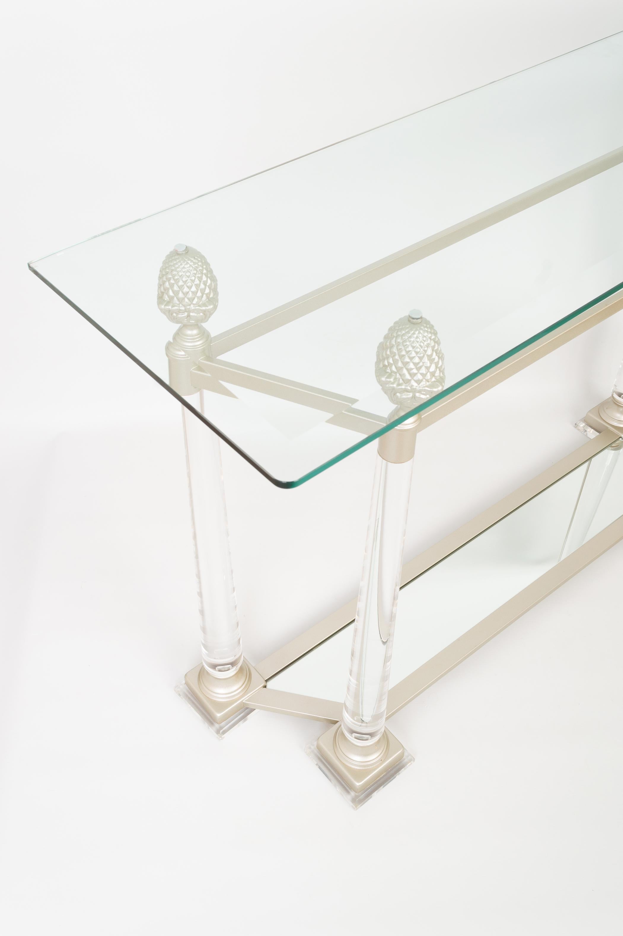 French Glass and Lucite Console Table France, C.1970