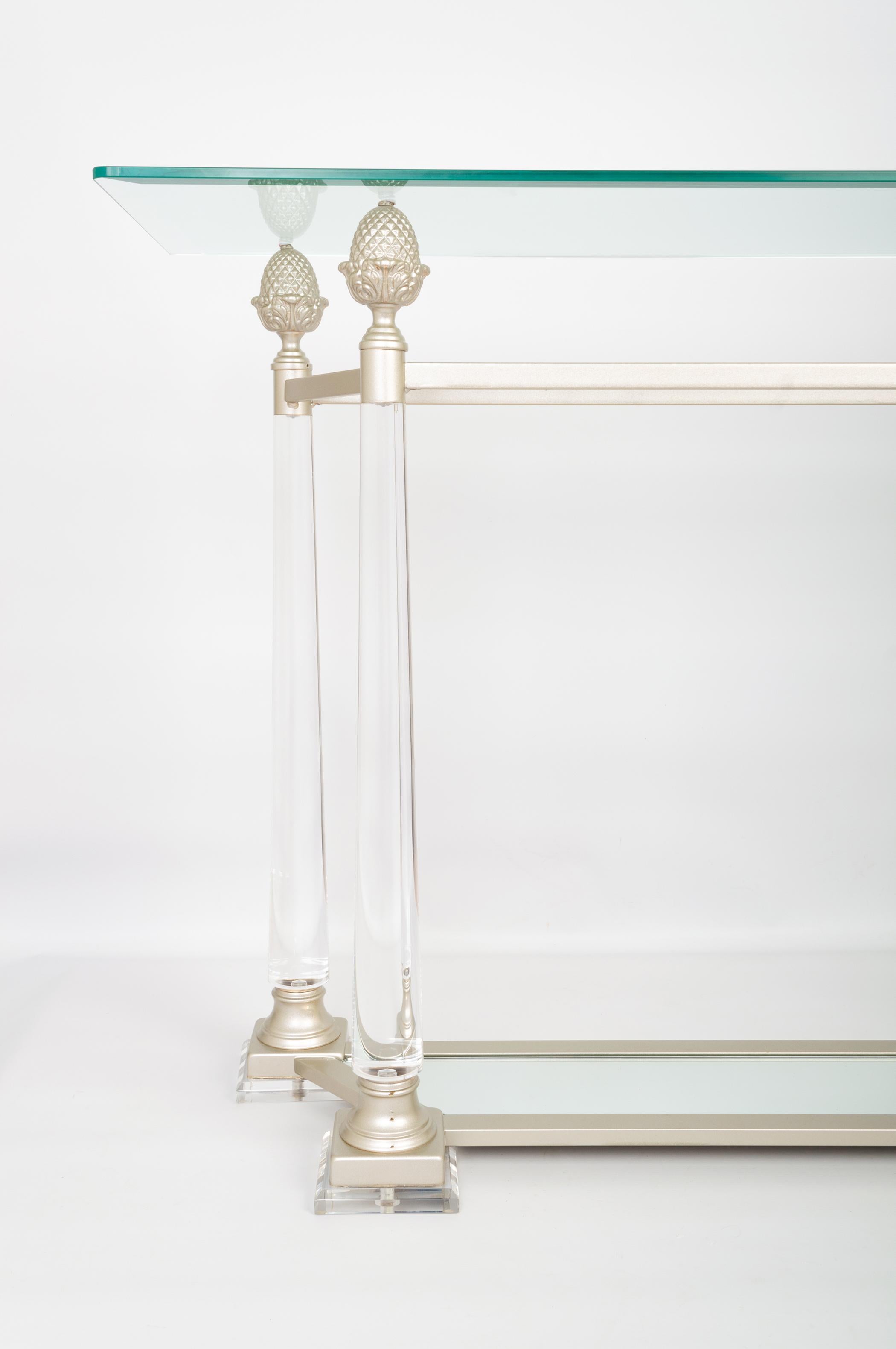 20th Century Glass and Lucite Console Table France, C.1970