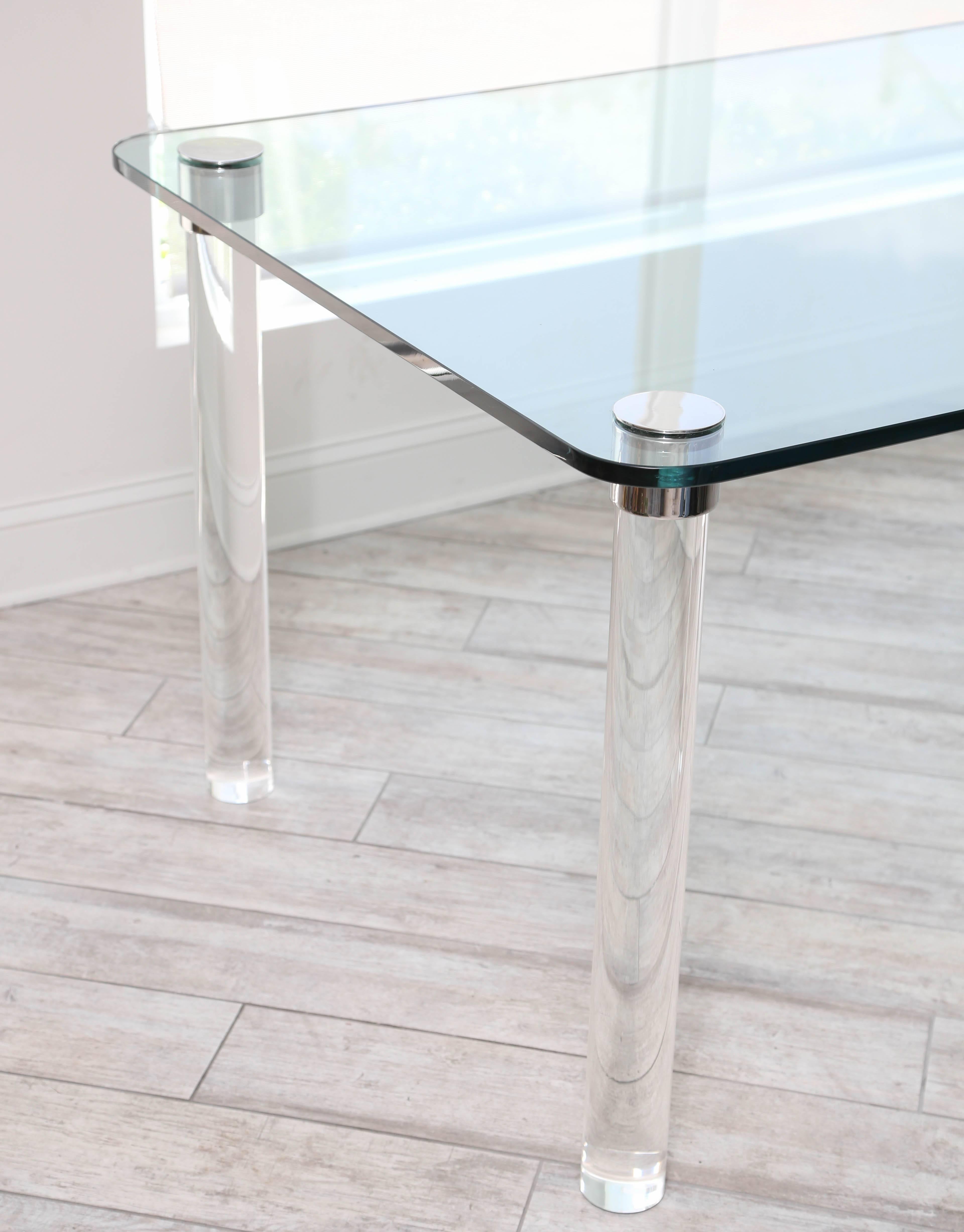 Lucite and glass dining table by Leon Rosen for Pace.