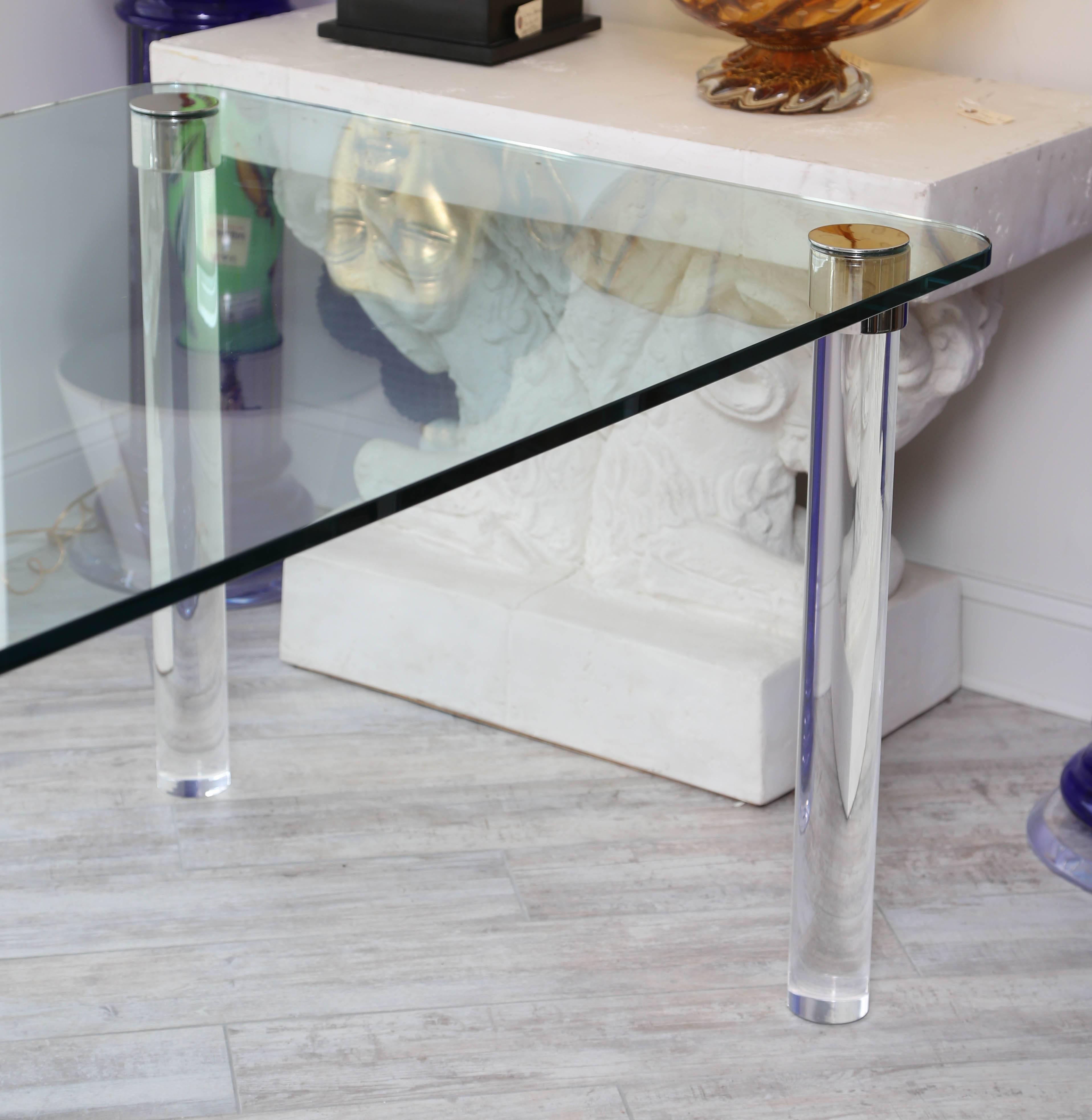 American Glass and Lucite Dining Table by Pace