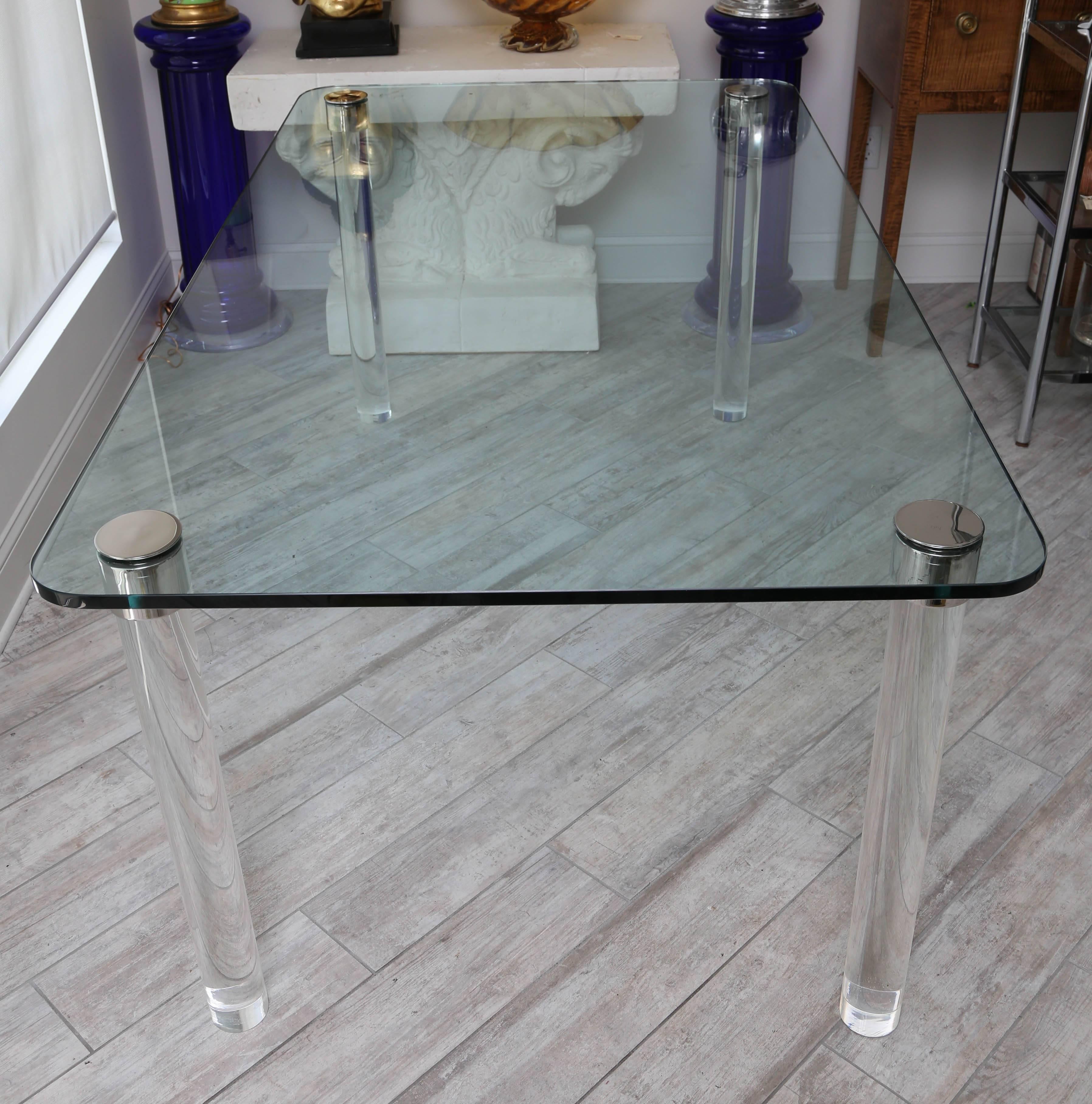 Glass and Lucite Dining Table by Pace 1