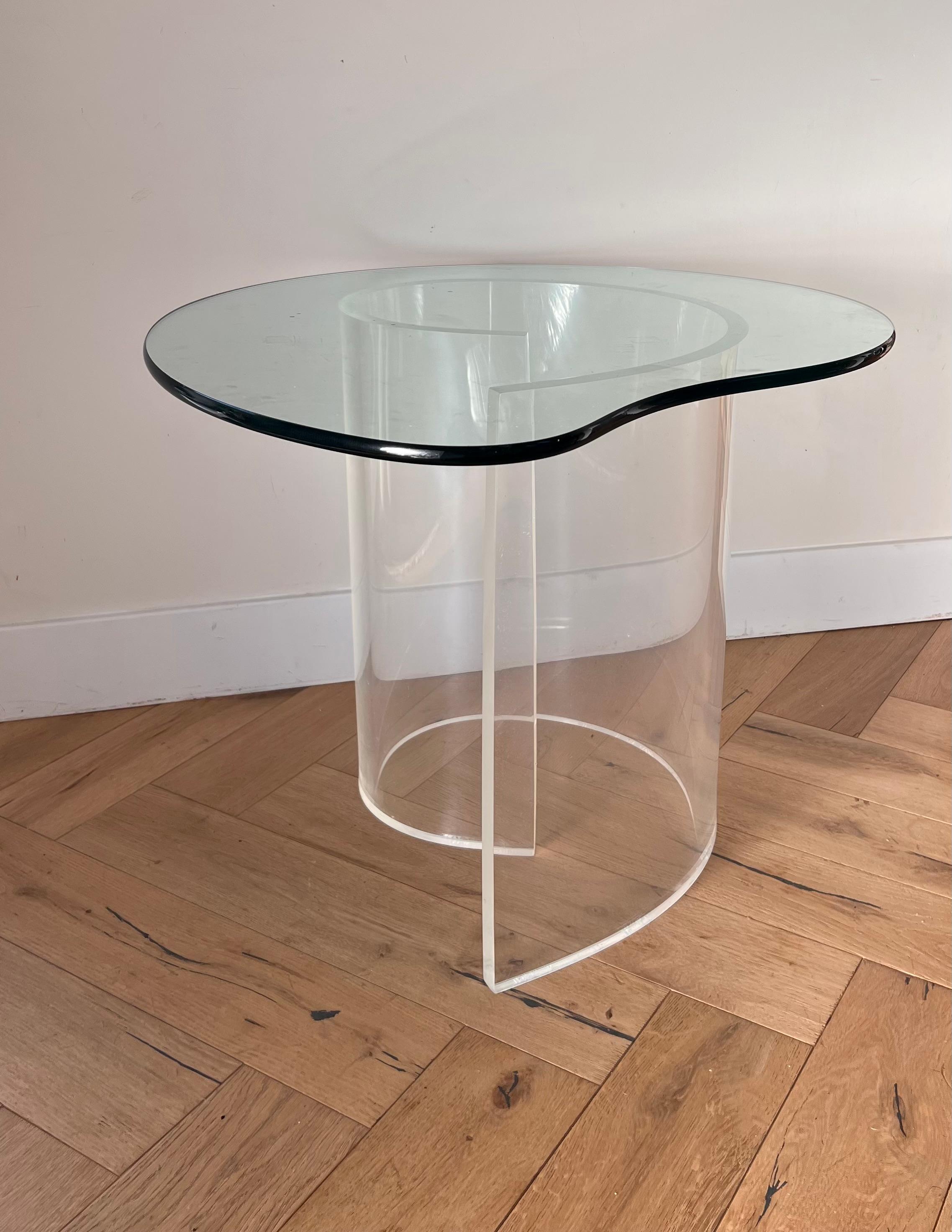 Glass and lucite “Snail” table attr Vladimir Kagan, 1970s 4