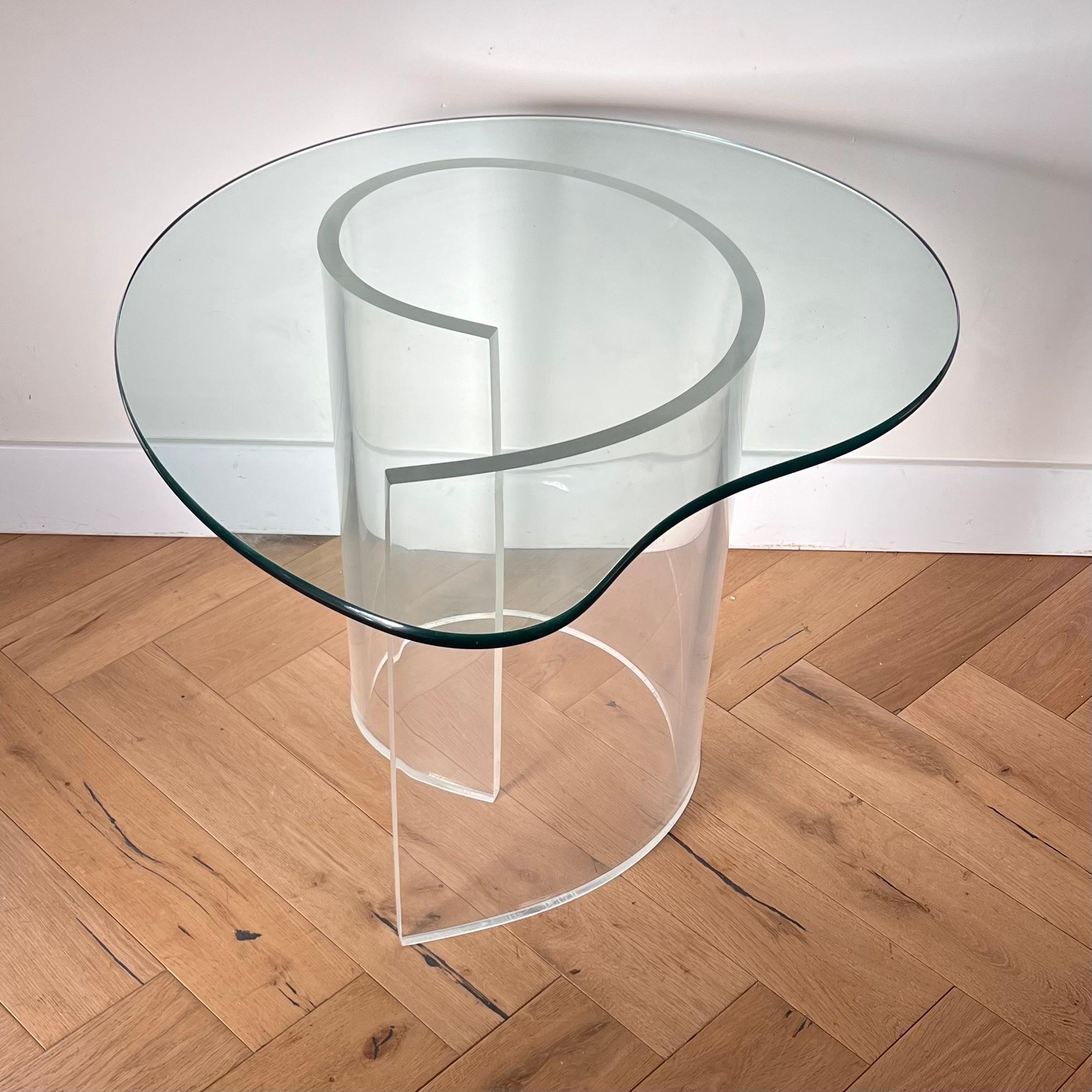 Glass and lucite “Snail” table attr Vladimir Kagan, 1970s 5