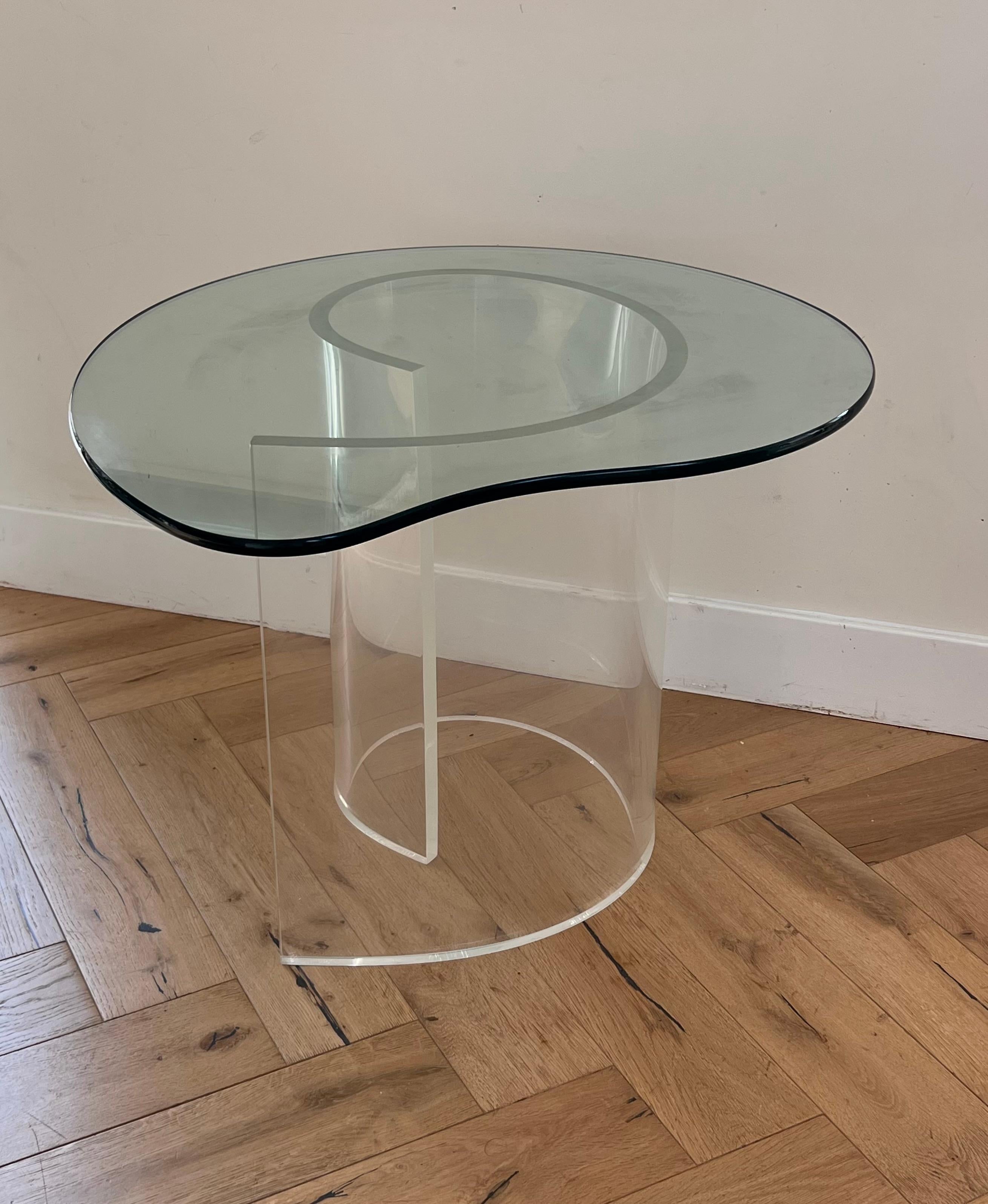 Glass and lucite “Snail” table attr Vladimir Kagan, 1970s 6