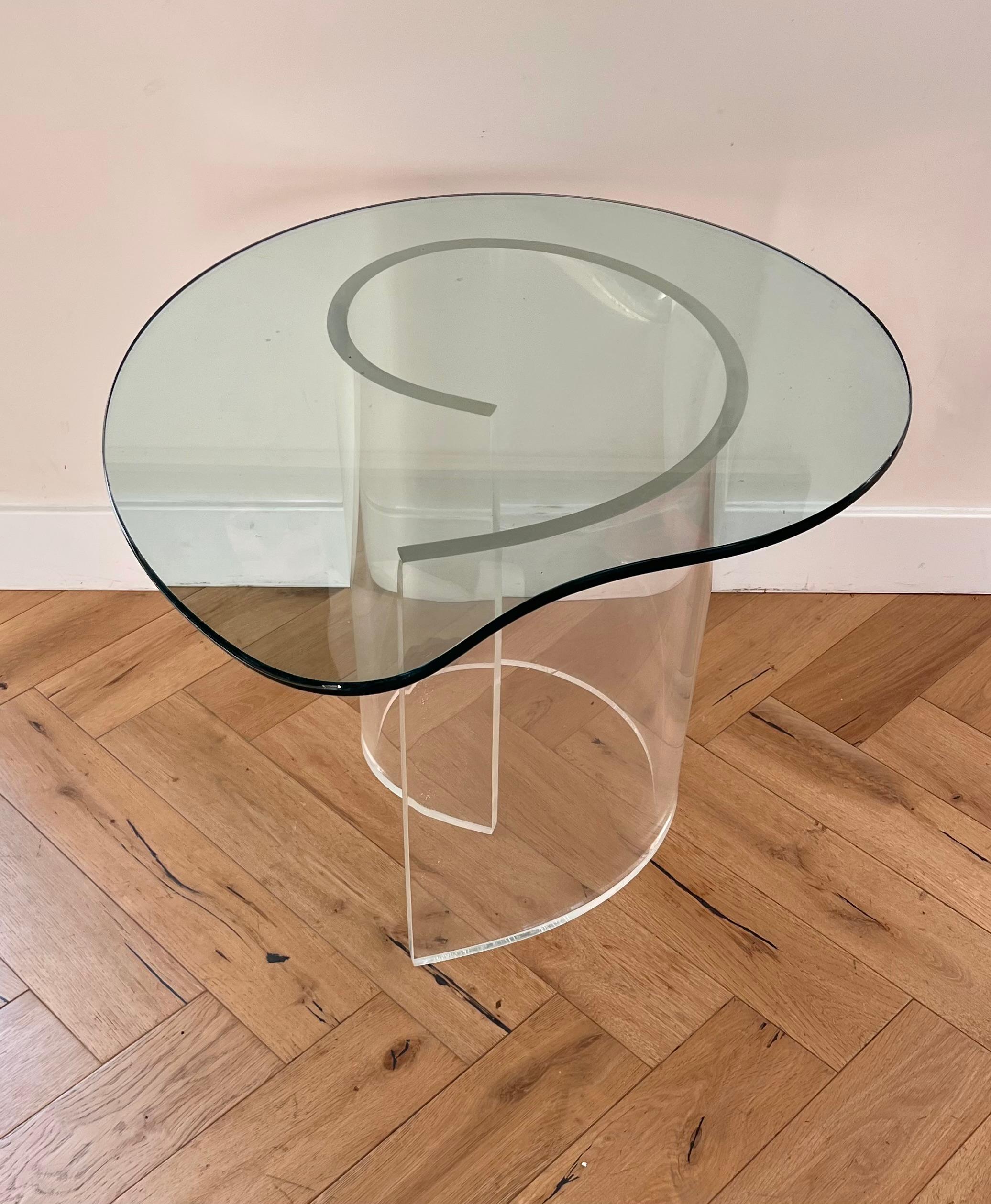 Glass and lucite “Snail” table attr Vladimir Kagan, 1970s 7