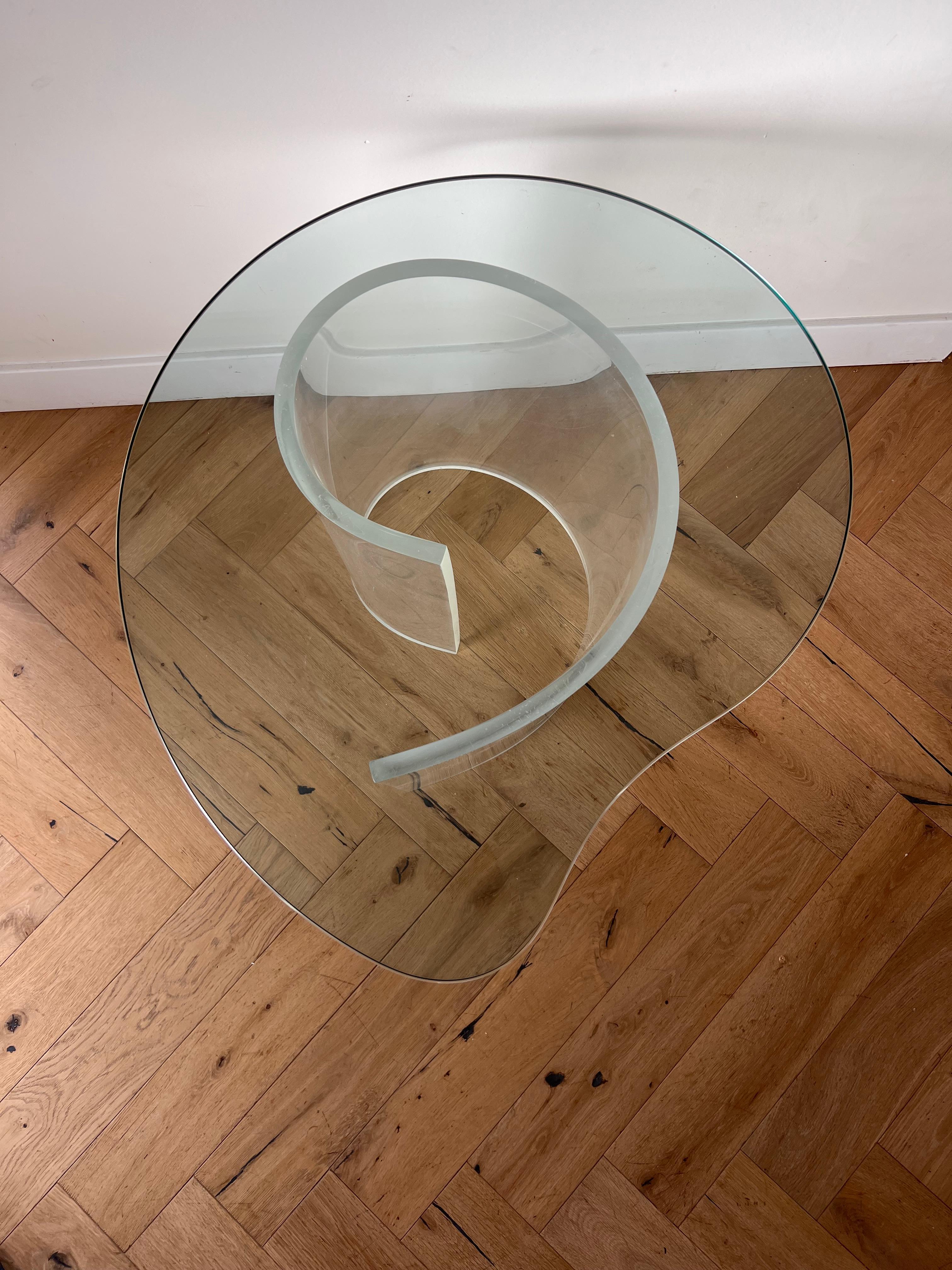 Glass and lucite “Snail” table attr Vladimir Kagan, 1970s 9
