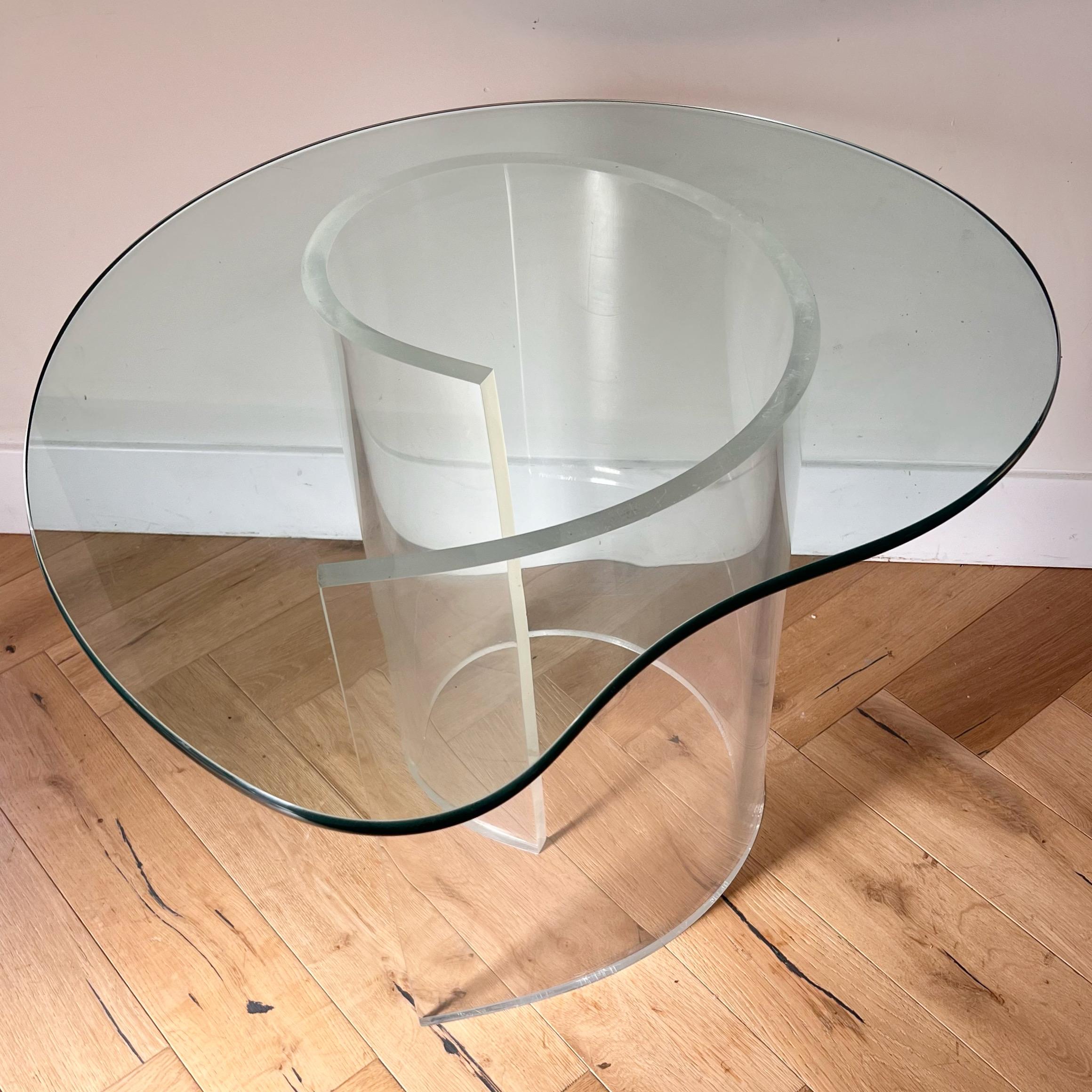 Glass and lucite “Snail” table attr Vladimir Kagan, 1970s 10