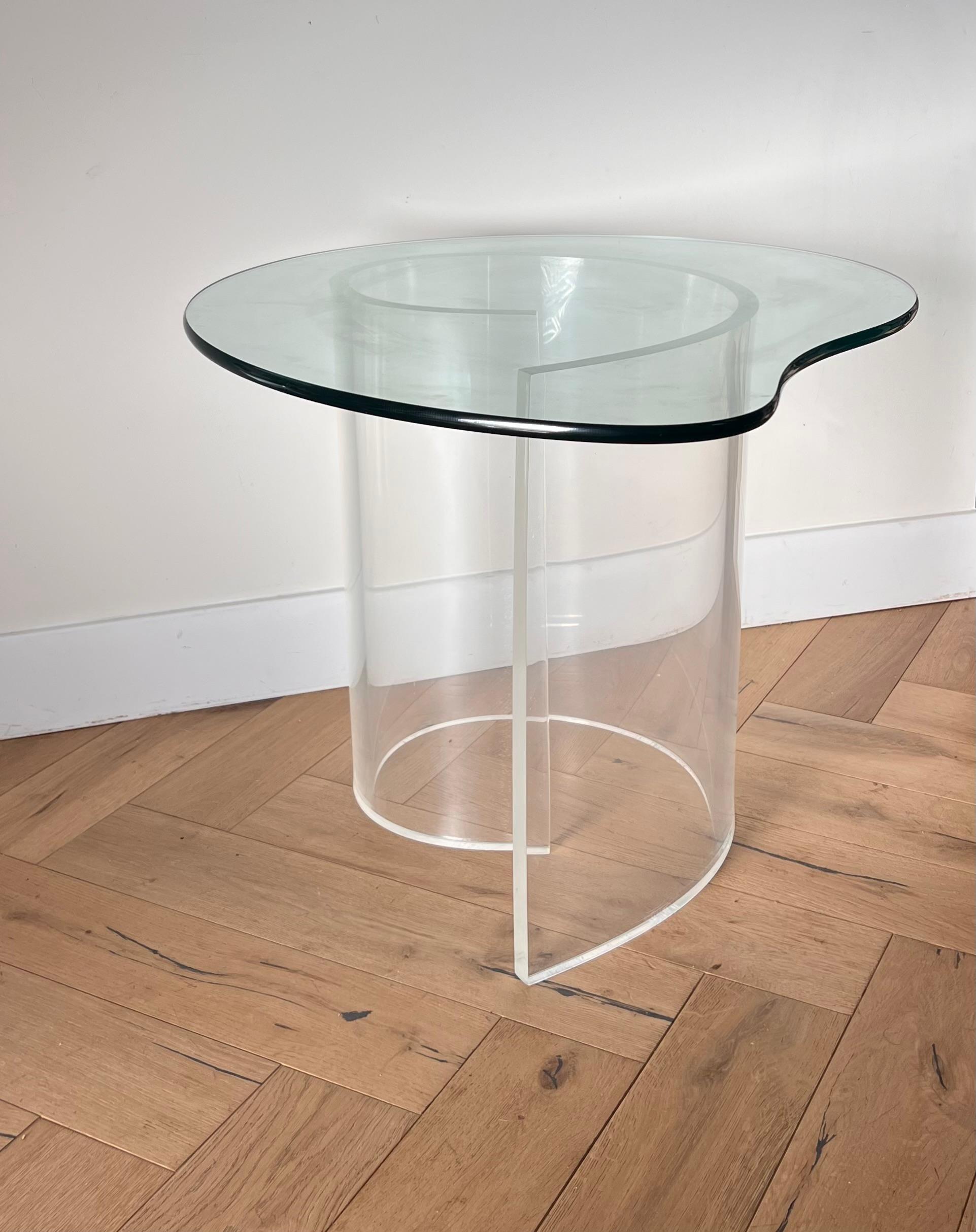 Late 20th Century Glass and lucite “Snail” table attr Vladimir Kagan, 1970s