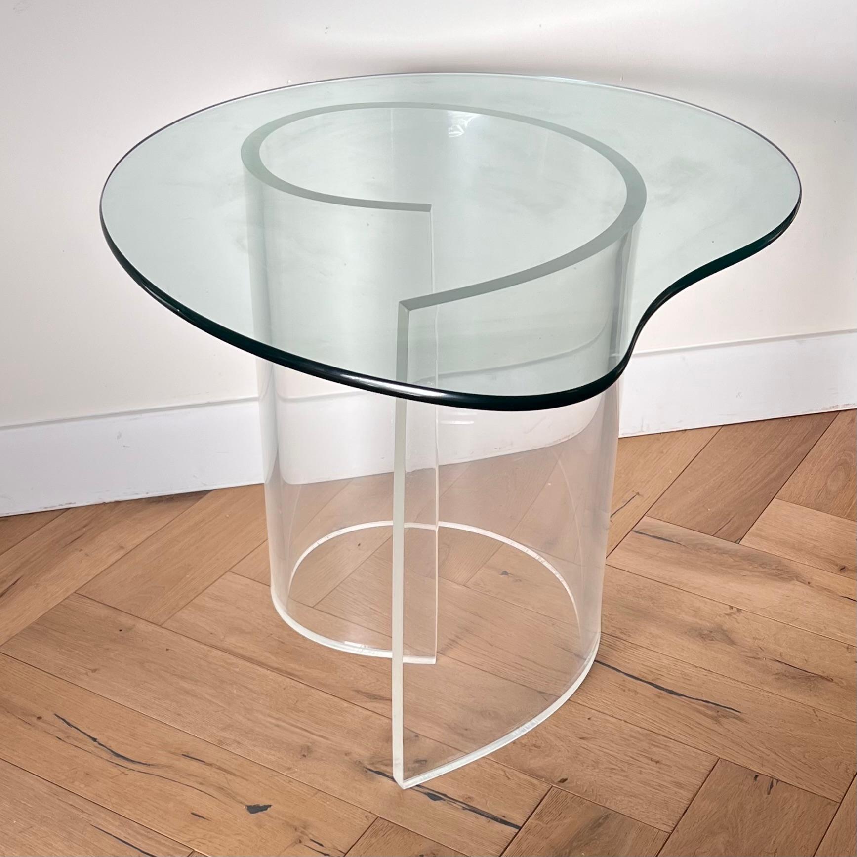 Glass and lucite “Snail” table attr Vladimir Kagan, 1970s 1
