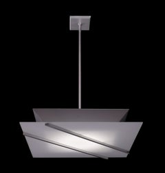 Glass and Machined Aluminum Pendant in the Manner of Streamline Moderne