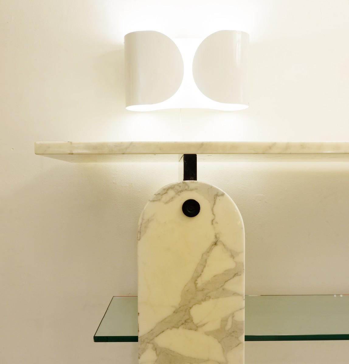 Mid-Century Modern Glass and Marble Shelf For Sale