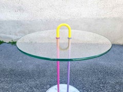 Tavolino in vetro e marmo disegnato da Vico Magistretti per Cattelan, Italia anni '80