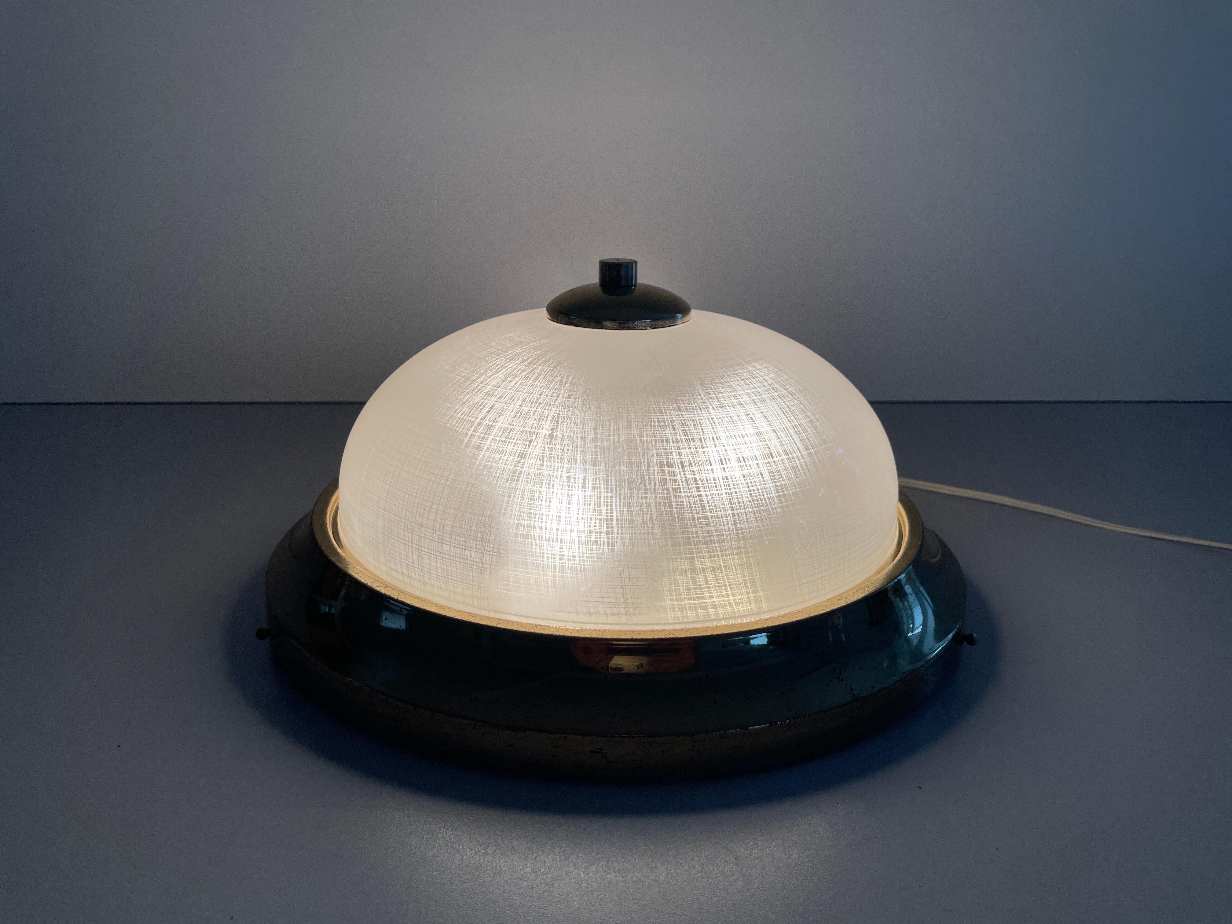 Glass and Messing Ceiling Lamp Flush Mount, 1960s, Italy For Sale 3