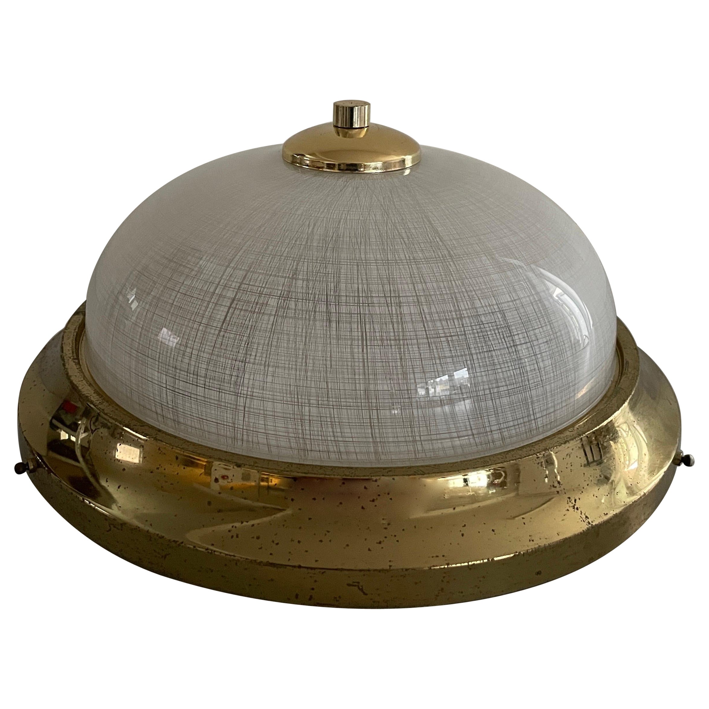 Lampada da soffitto a incasso in vetro e pasticci, anni '60, Italia