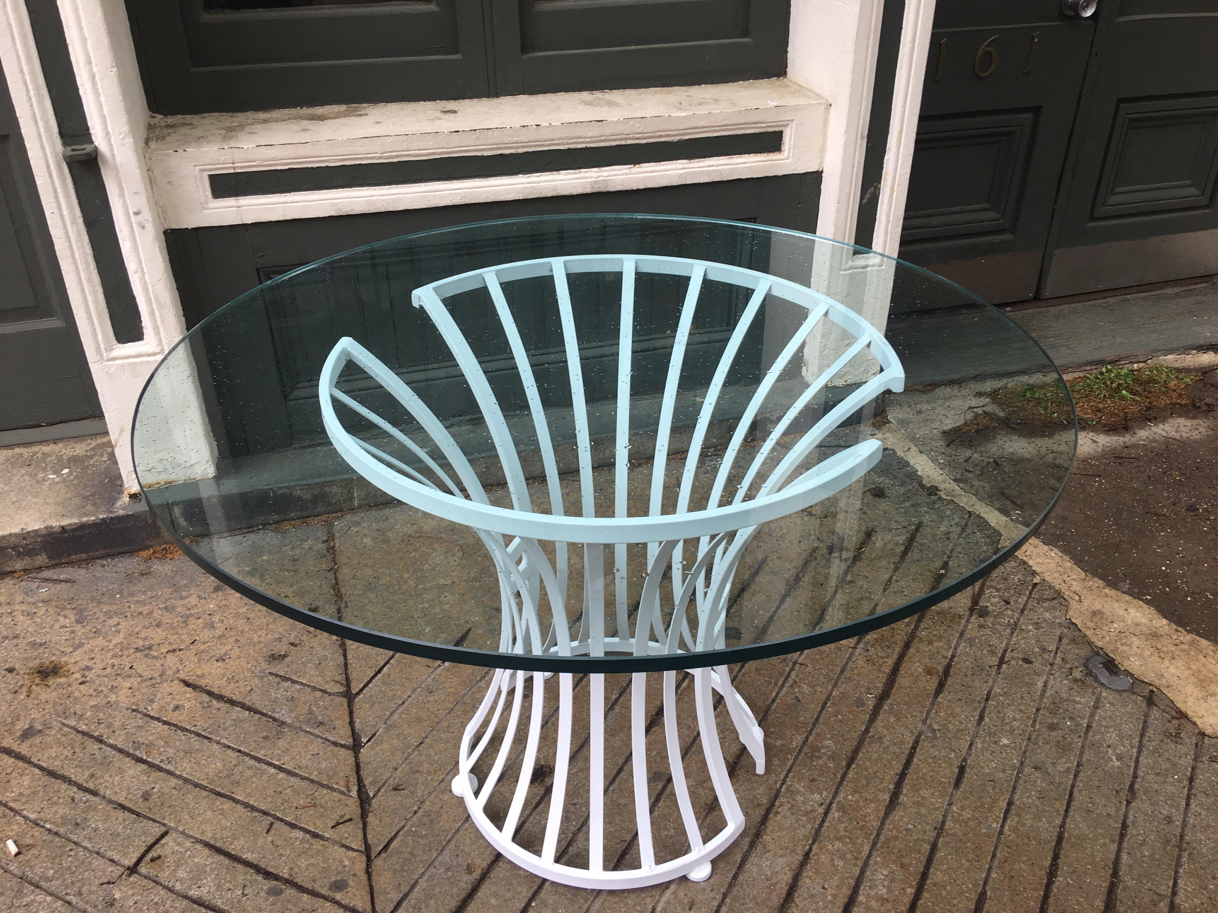 Mid-Century Modern Glass and Metal 1960s Round Table