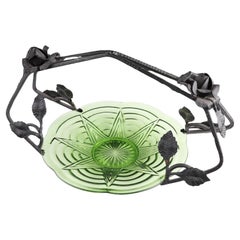 Glass and metal Art Deco Fruit Bowl, France 1920s