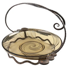 Glass and metal Art Deco Fruit Bowl, France 1920s