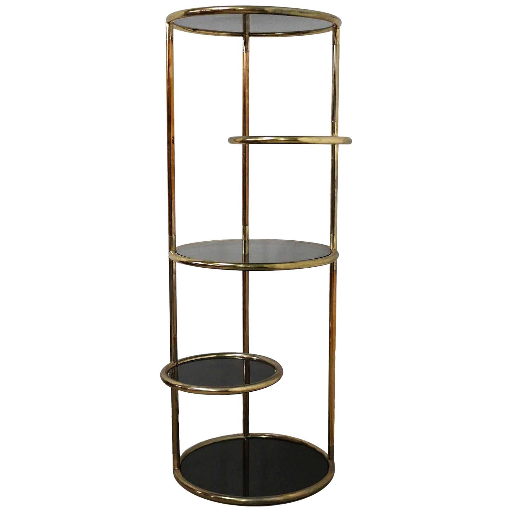 Glass and Metal Articulated Display Unit Five-Tiered Table Plant Stand