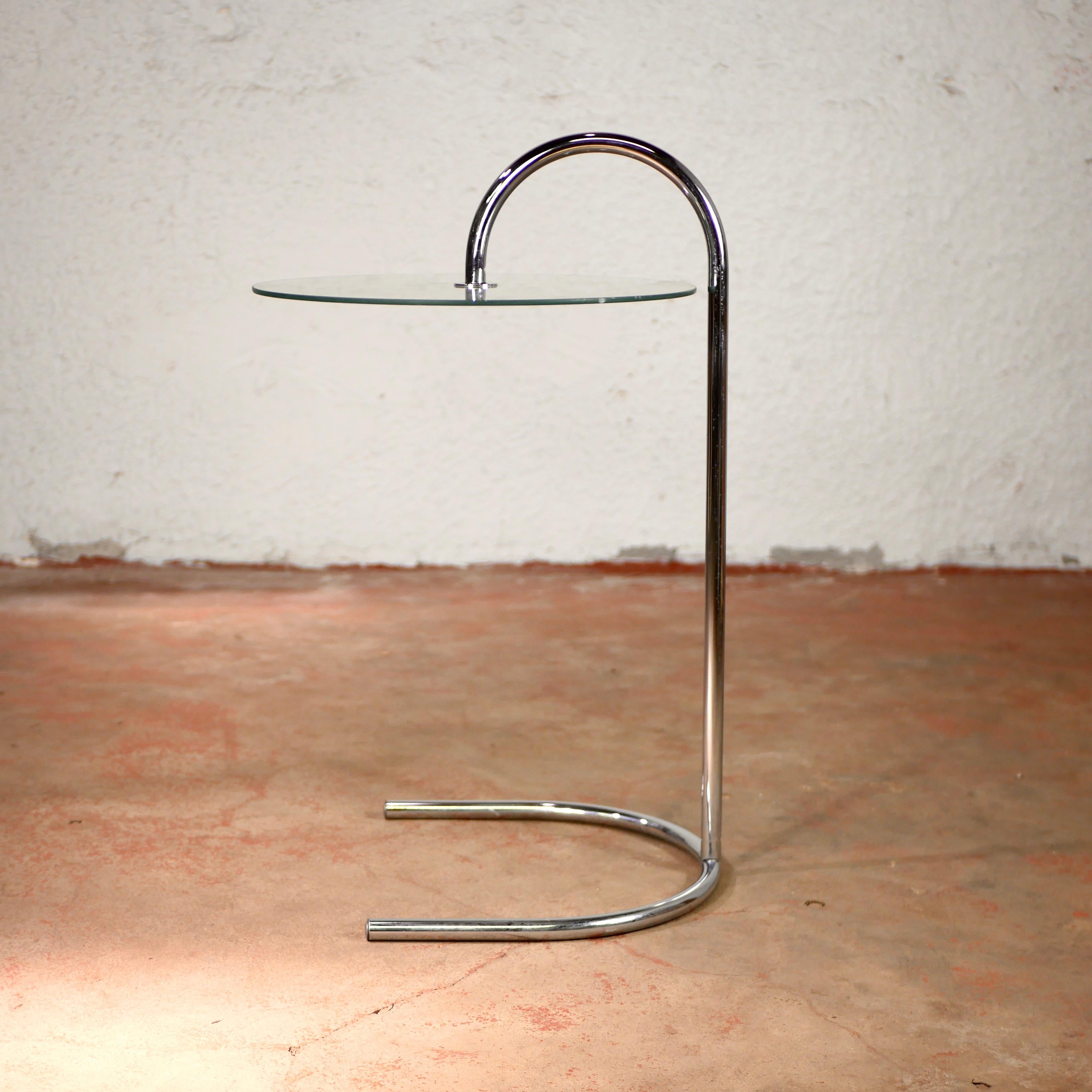 Glass and Metal Bauhaus Style Side Table from Ikea, 1980s In Good Condition In Lyon, FR