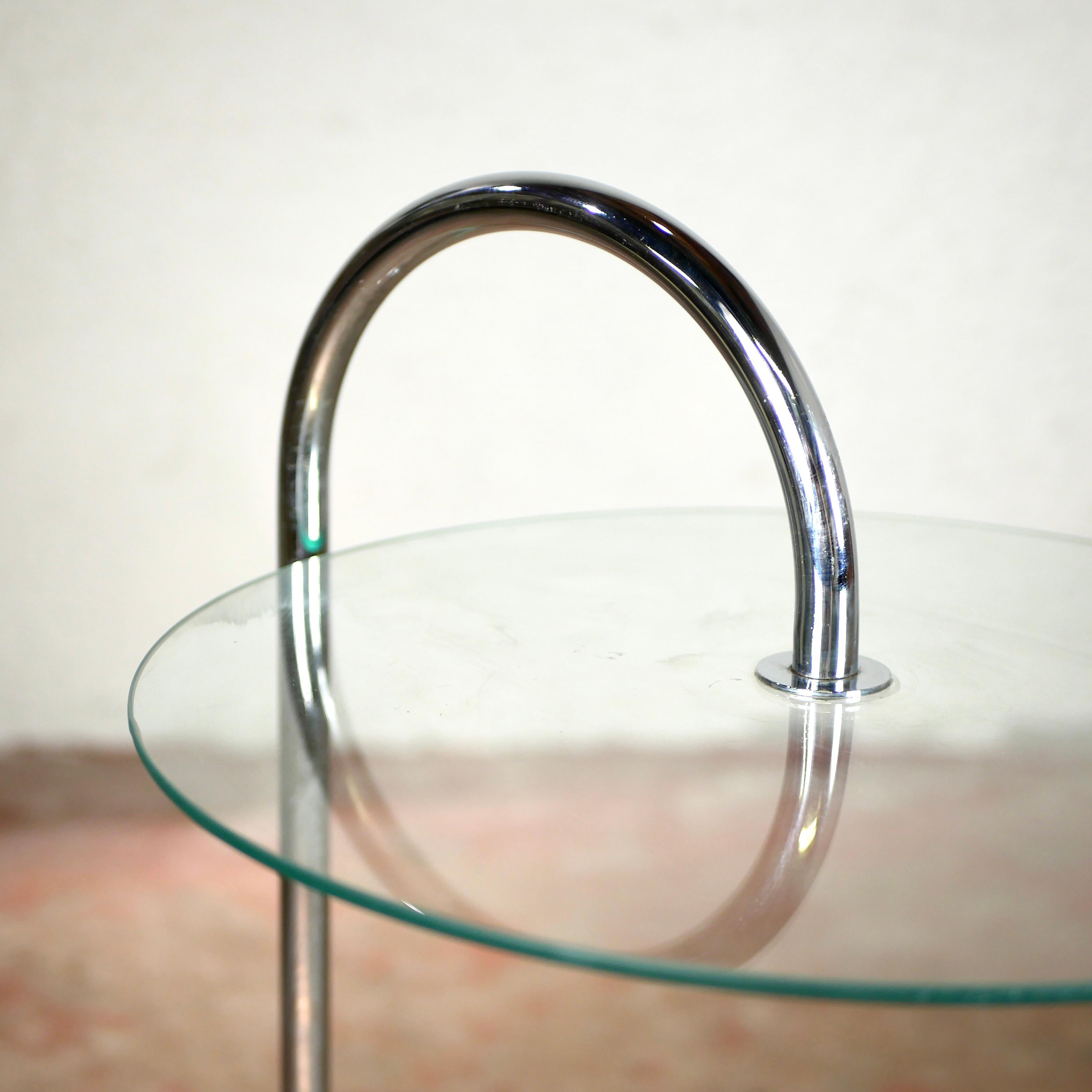 Glass and Metal Bauhaus Style Side Table from Ikea, 1980s 3