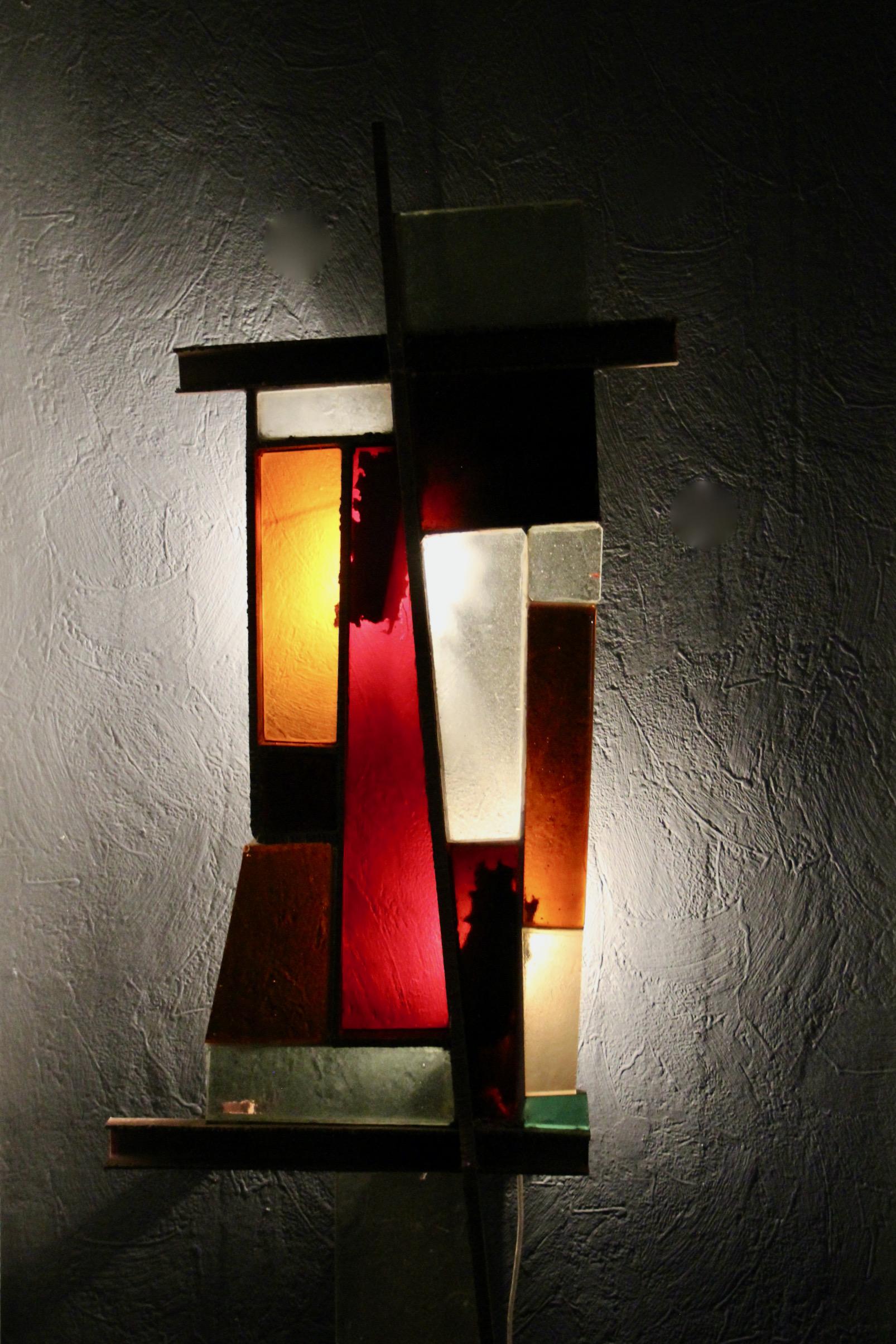 Bigli Wandleuchte aus Metall und Glas 