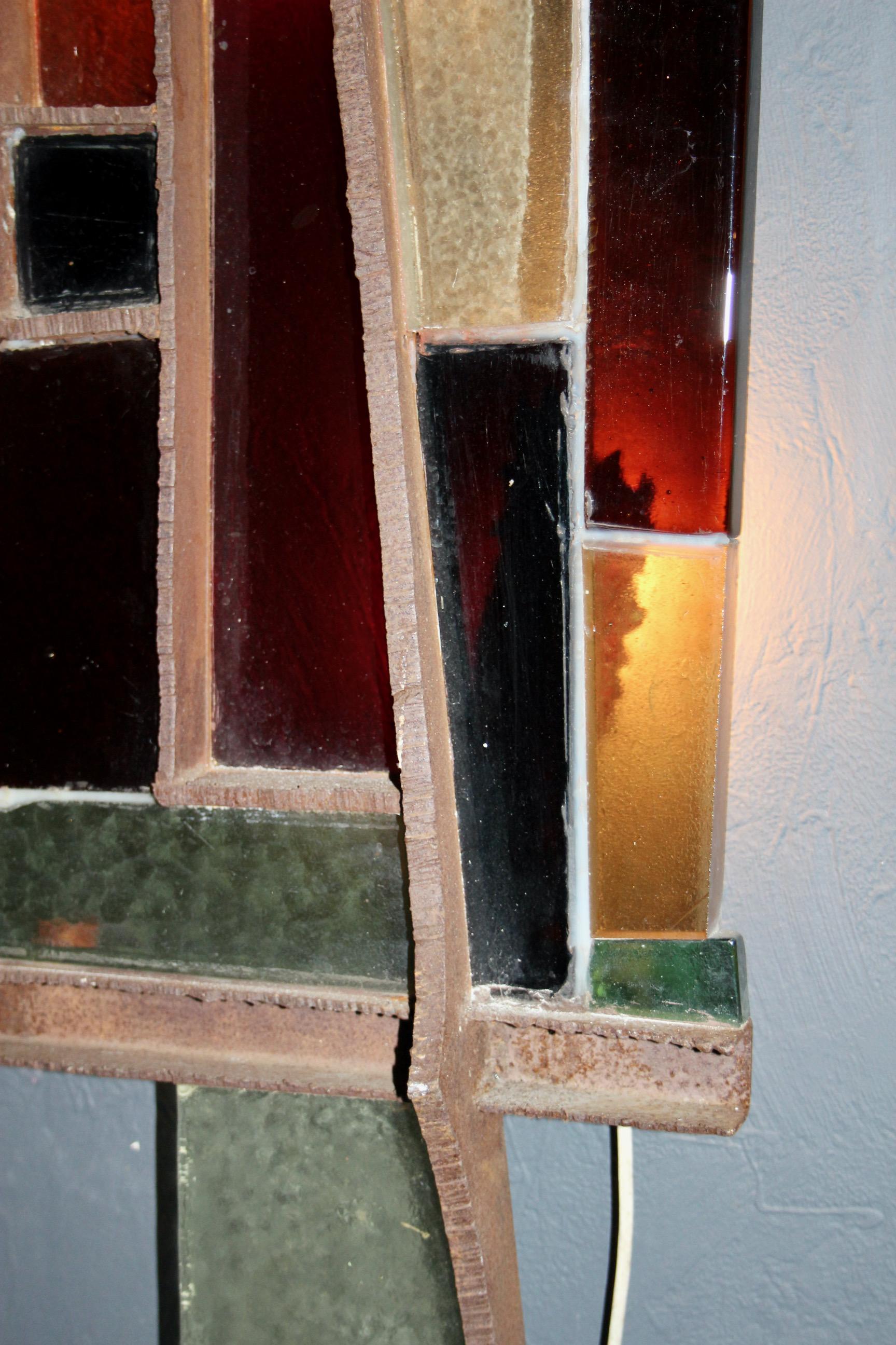 Großer Wandleuchter aus Glas und Metall im Zustand „Gut“ im Angebot in grand Lancy, CH