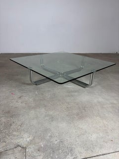 Glass and metal coffee table mod. 784 by Gianfranco Frattini for Cassina, 1970s
