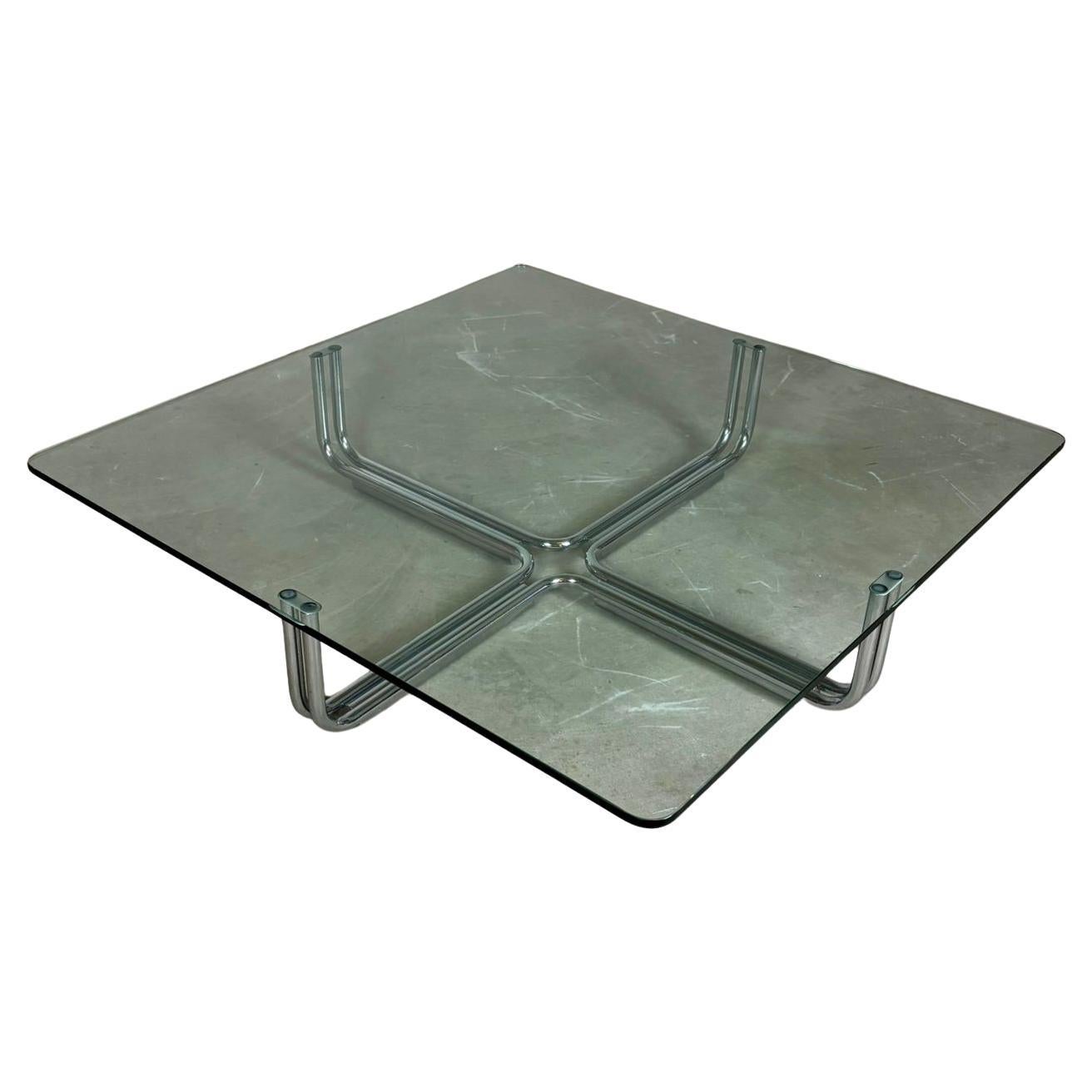 Glass and metal coffee table mod. 784 by Gianfranco Frattini for Cassina, 1970s en vente