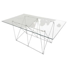Glass and Metal Dining Table by Max Sauze 1970's