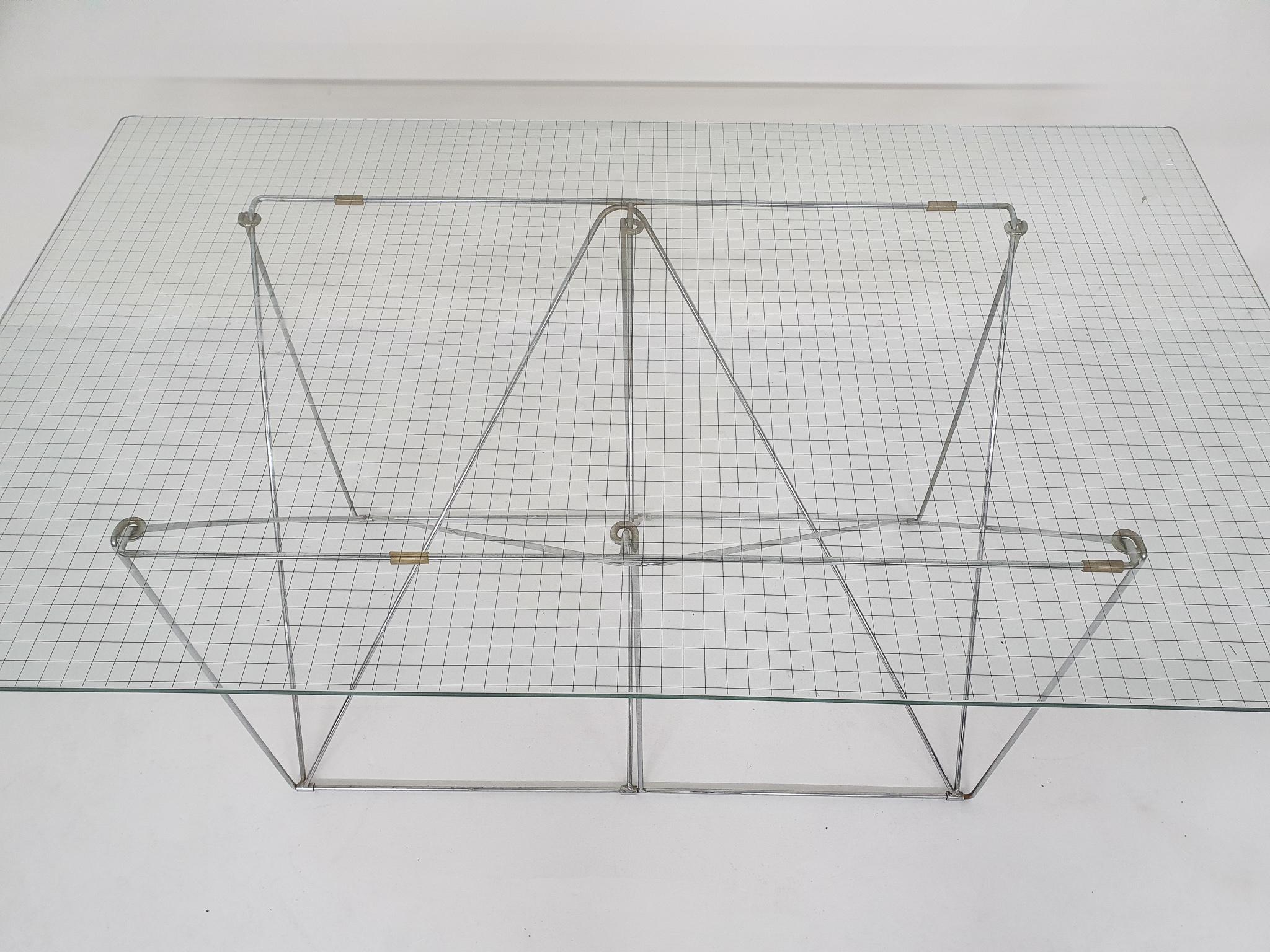 Glass and Metal Dining Table by Max Sauze 1970's For Sale 1