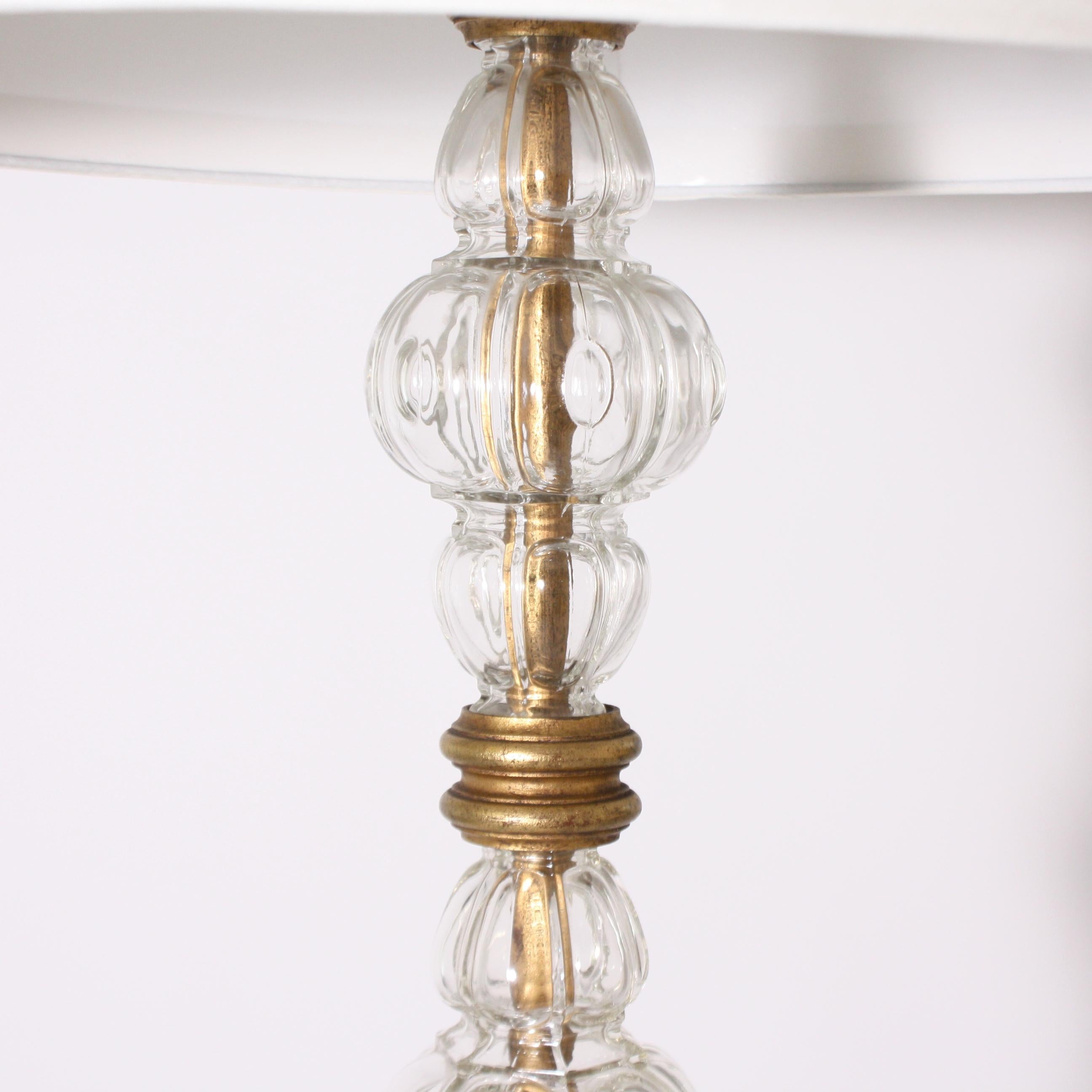 French Glass and Metal Floor Lamp by Maison Jansen, circa 1940 For Sale