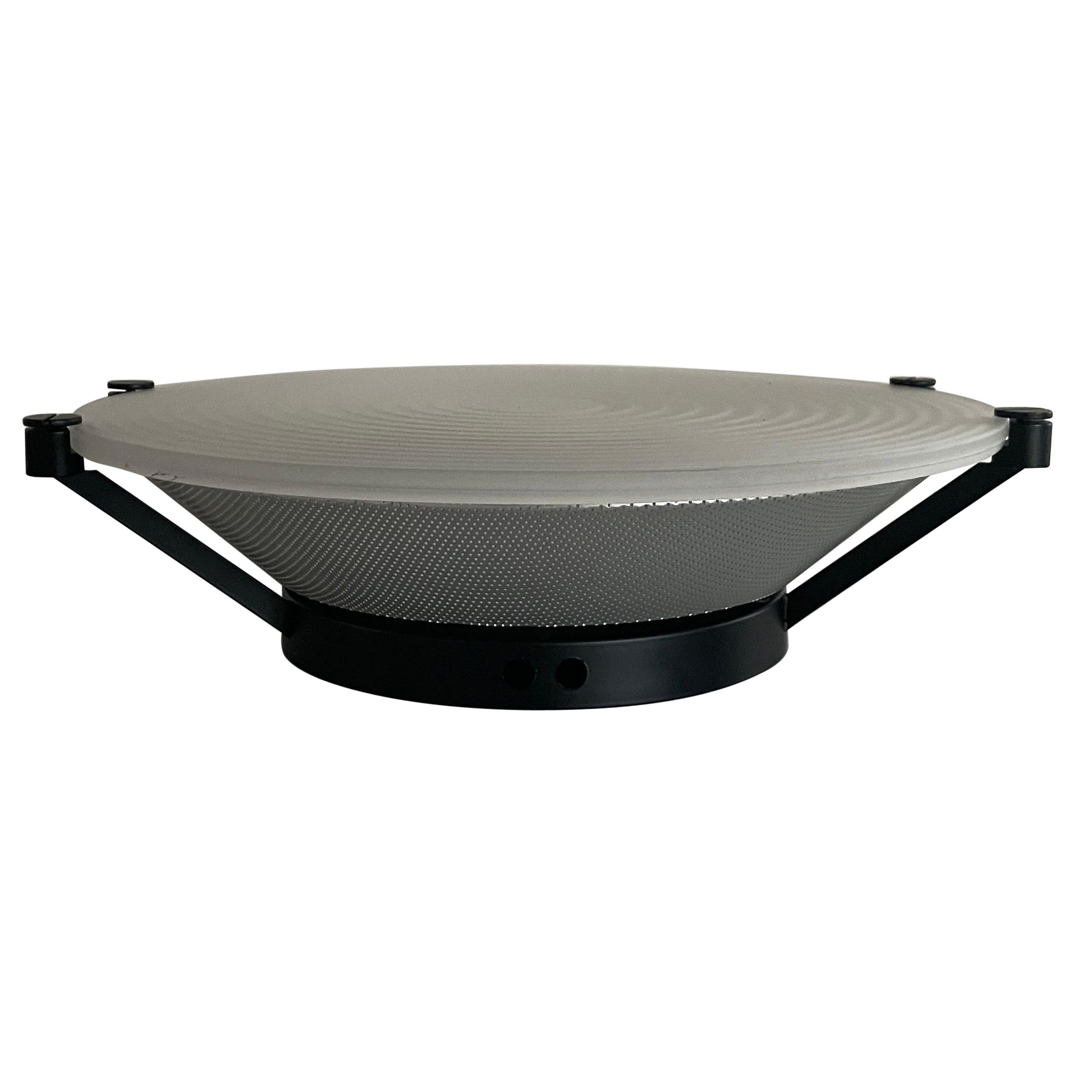 Glass and Metal Flush Mount Ceiling Light by F. Fabian, 1970s, Italy For Sale