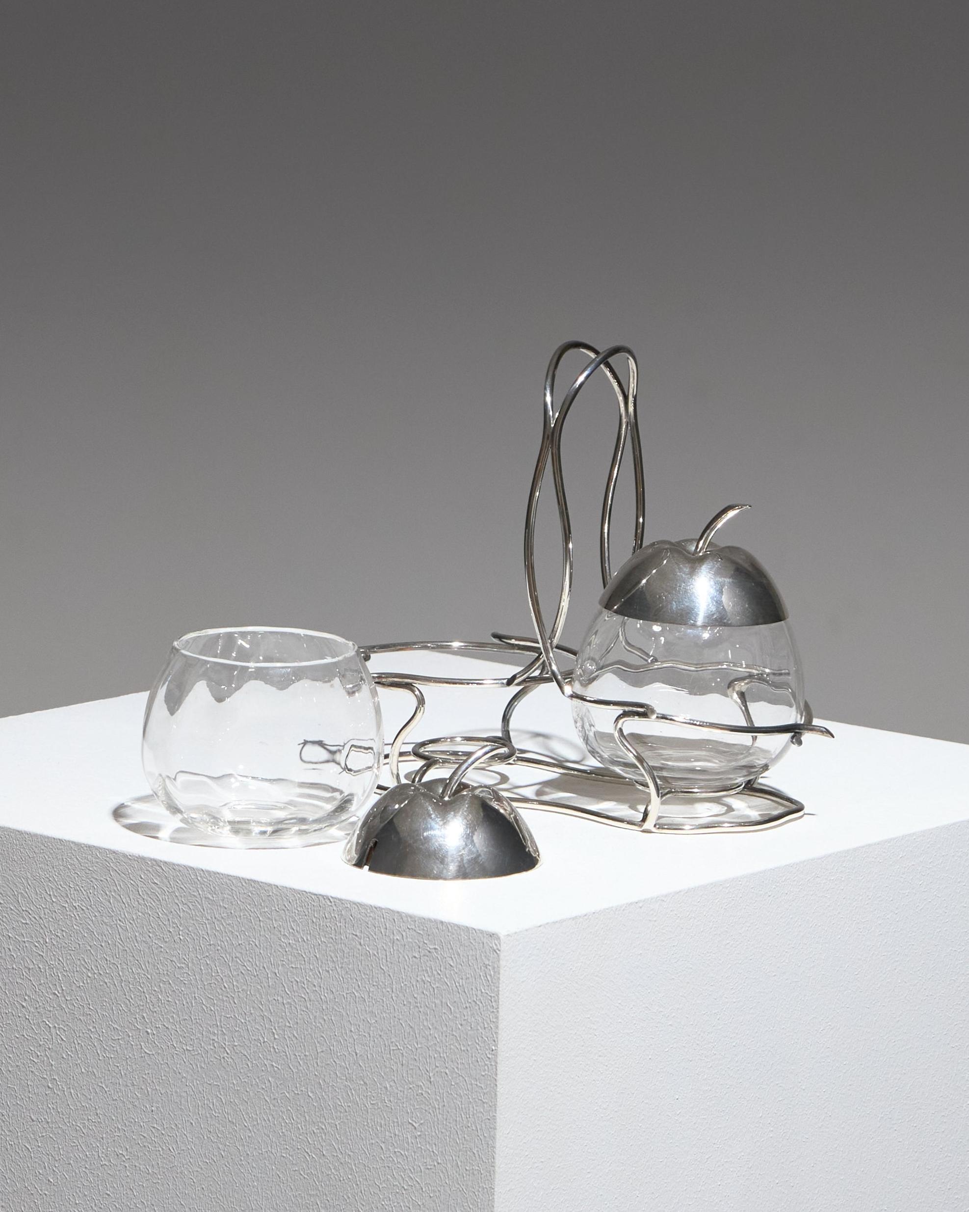 Glass and Metal Jam Server, 1970s Moderno de mediados de siglo en venta
