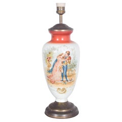 Lampe en verre et métal en forme de jarre
