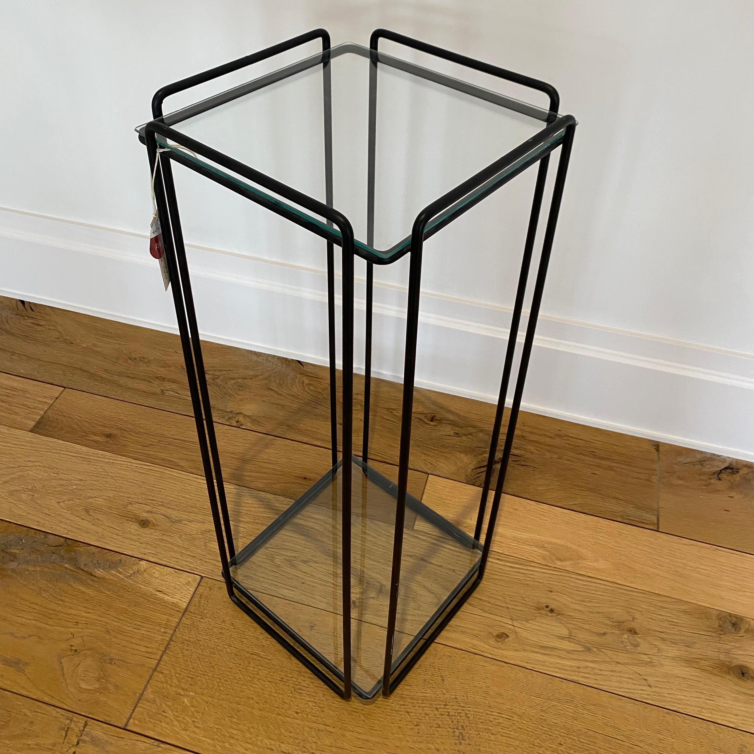 American Mid-Century Glass and Metal Pedestal For Sale