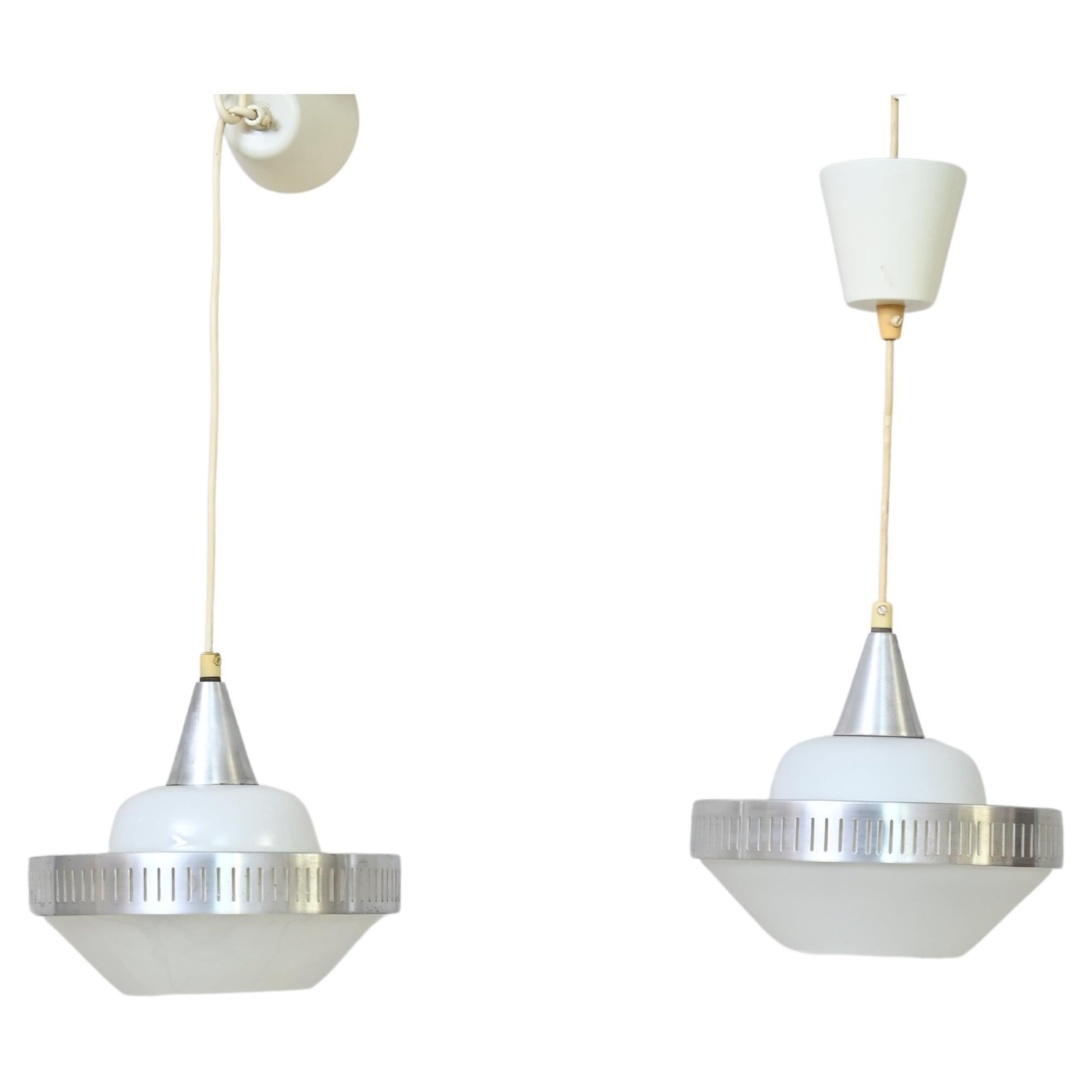 Glass and metal pendant lights For Sale