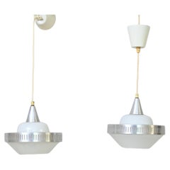 Glass and metal pendant lights