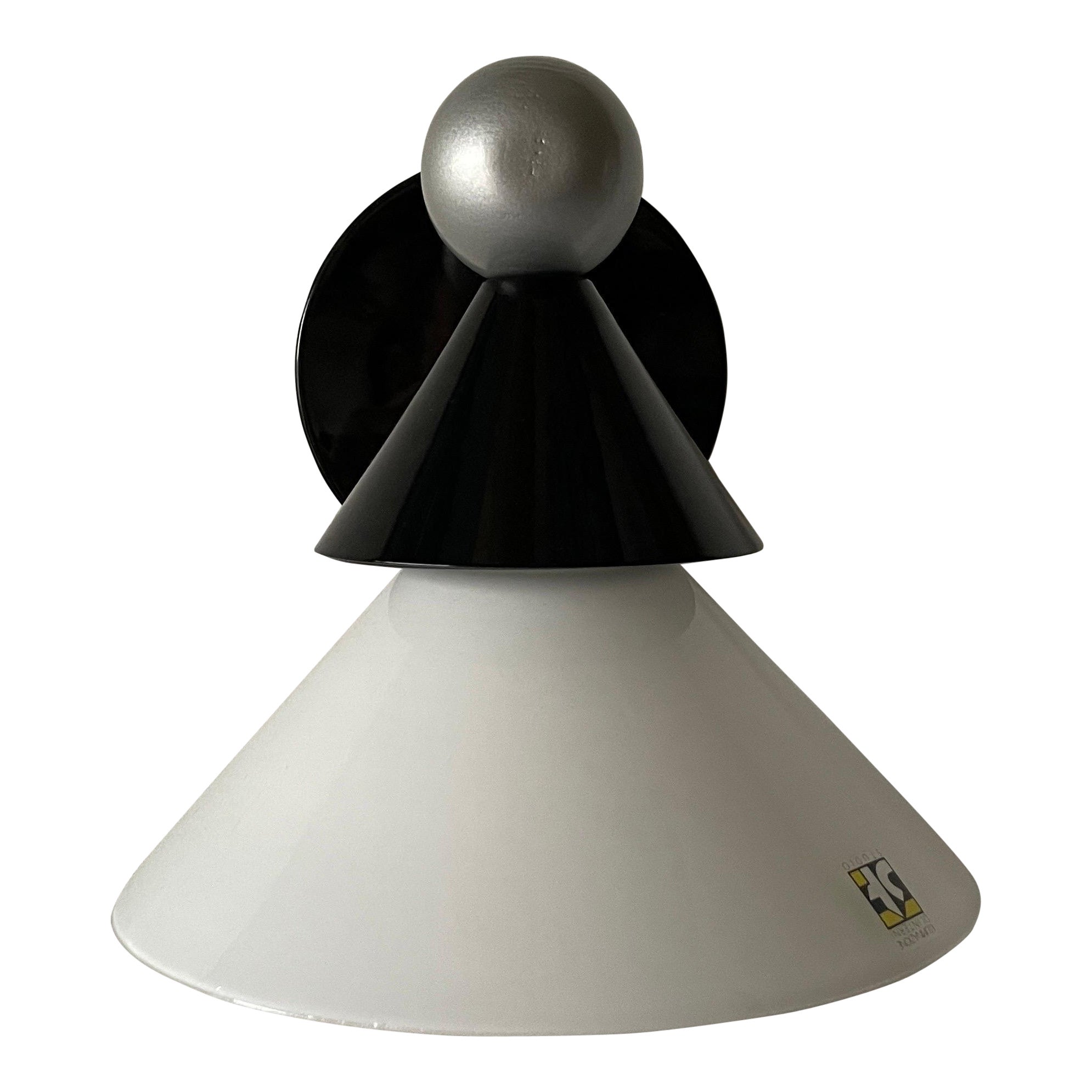 Glass and Metal Single Wall Lamp by LUCI Illuminazione, 1970s, Italy For Sale