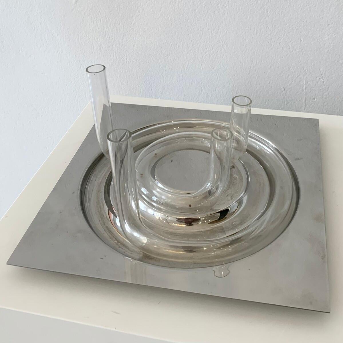 Late 20th Century Glass and Metal Soliflore by Jean Keup for Op der Millen, Belgium, 1970s For Sale