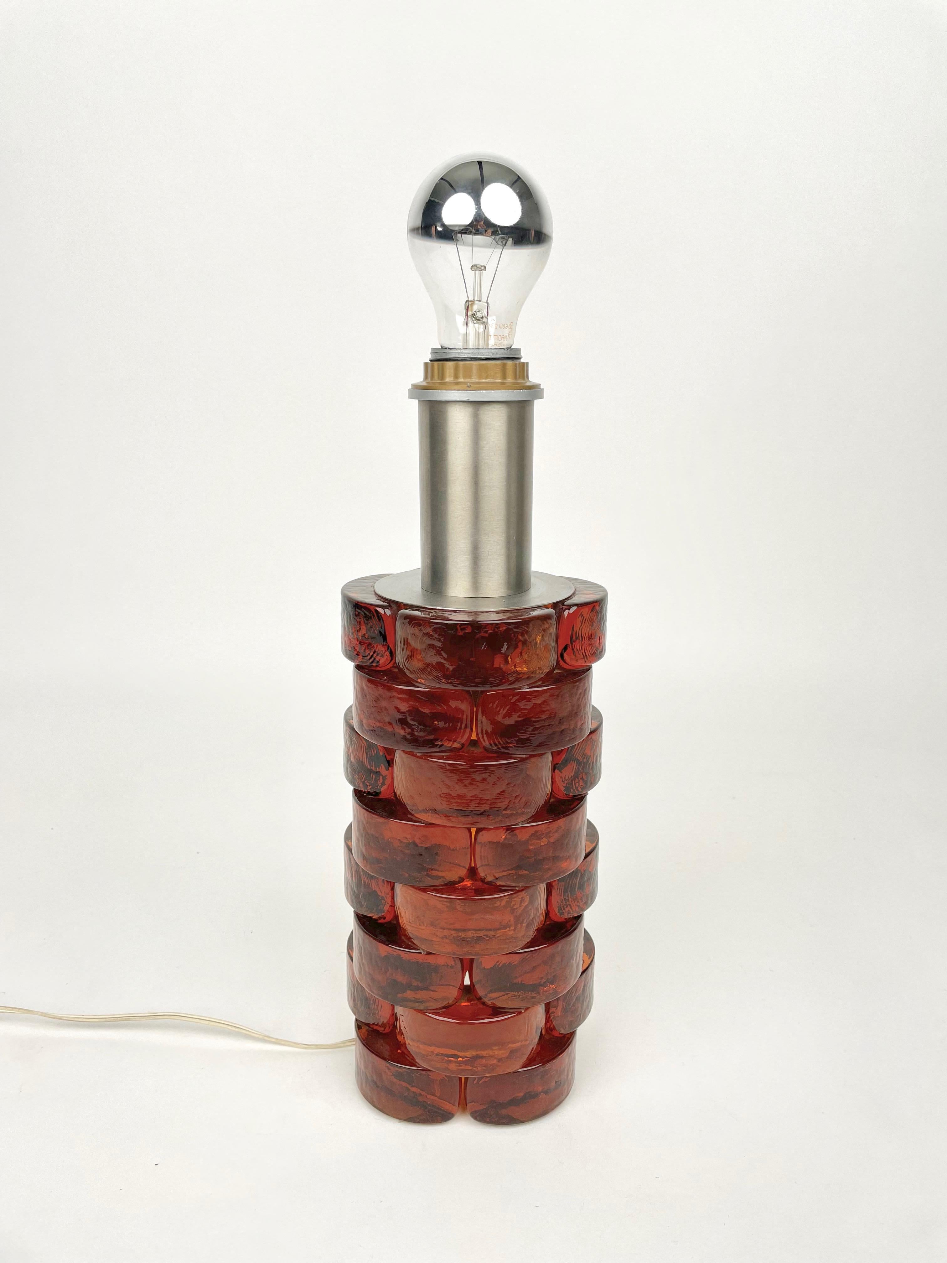 Metallo Lampada da tavolo in vetro e metallo di Poliarte, Italia, anni '70 in vendita