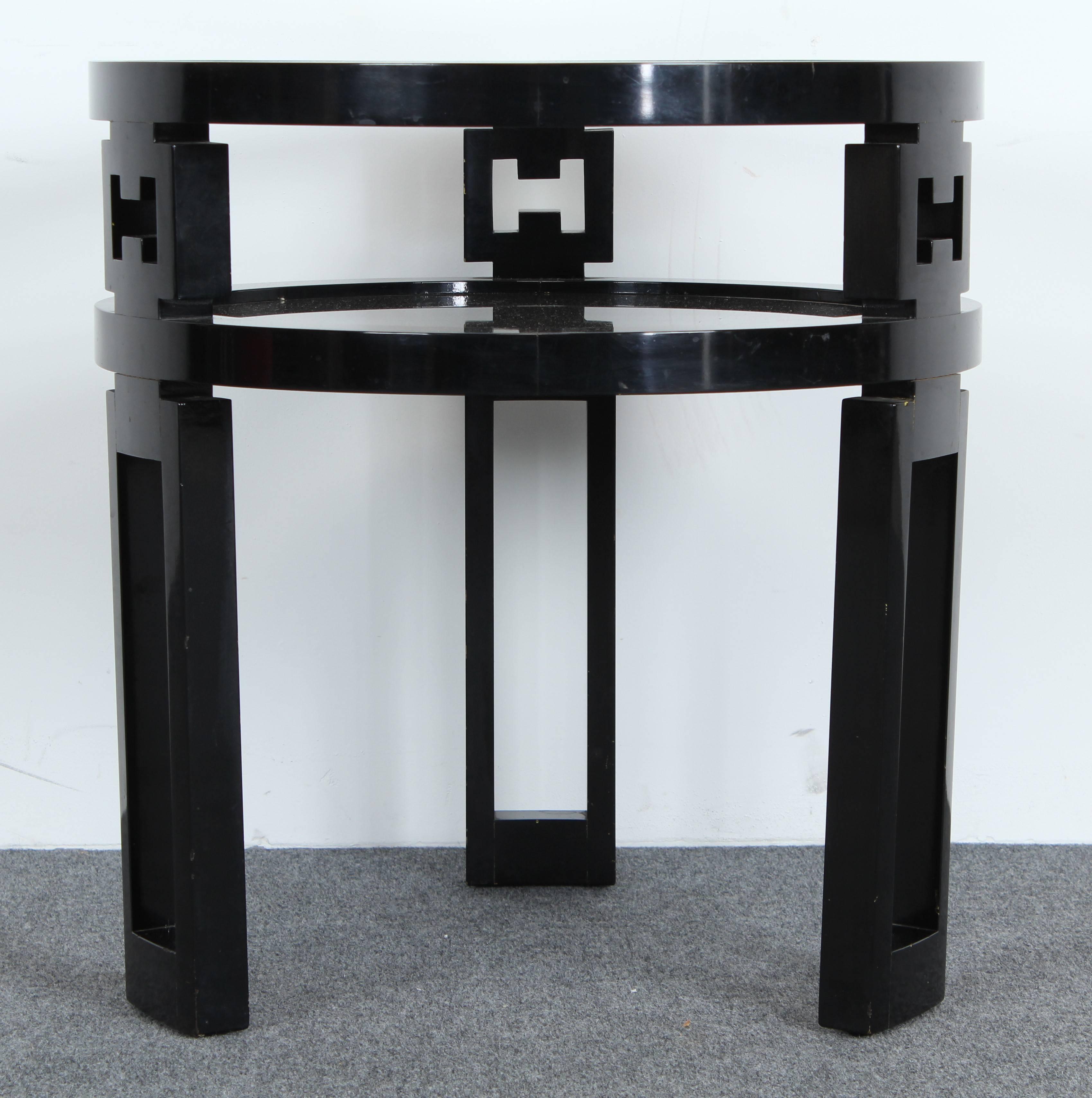 Lacquered Glass and Mirror Side Table Signed James Mont Designs, 1940s